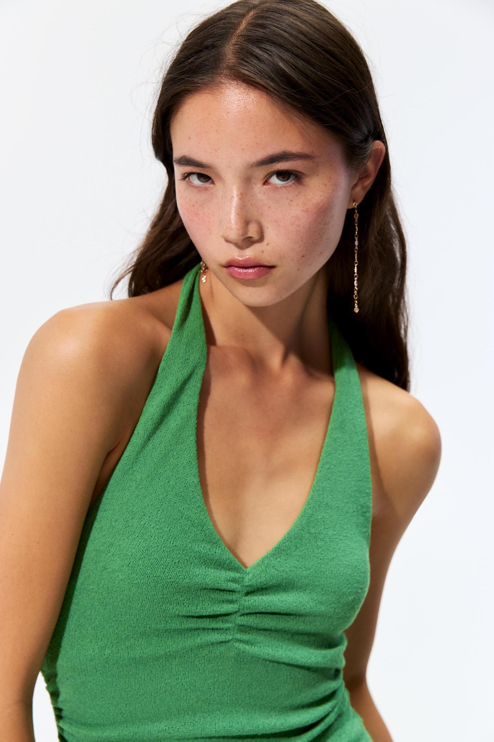 Knit racer-neck midi dress Product Image