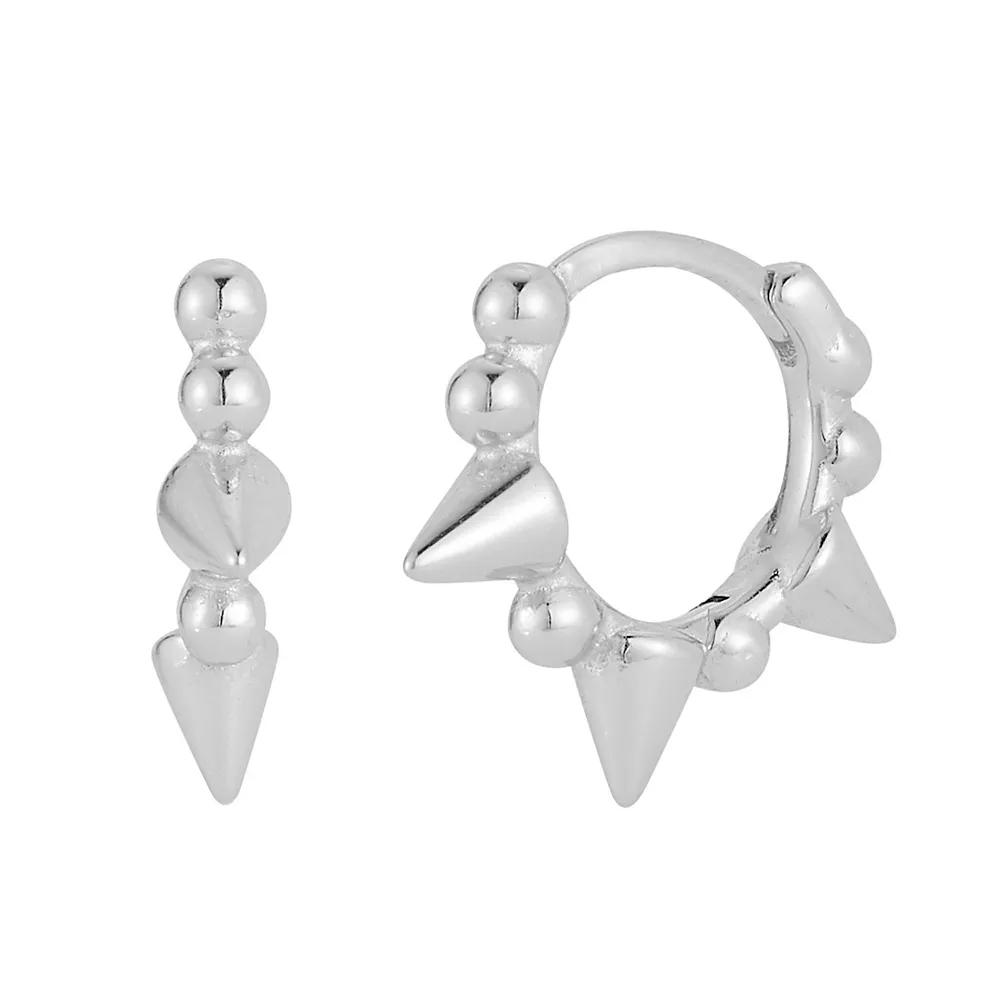 Sunkissed Sterling Spike Hoop Earrings, Women's, Silver Tone Product Image