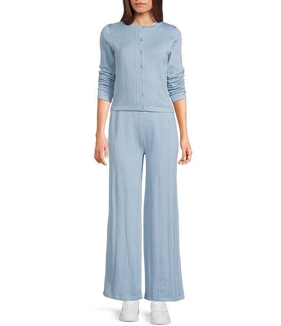 Bailey Rose Wide Leg Pointelle Coordinating Lounge Pants Product Image