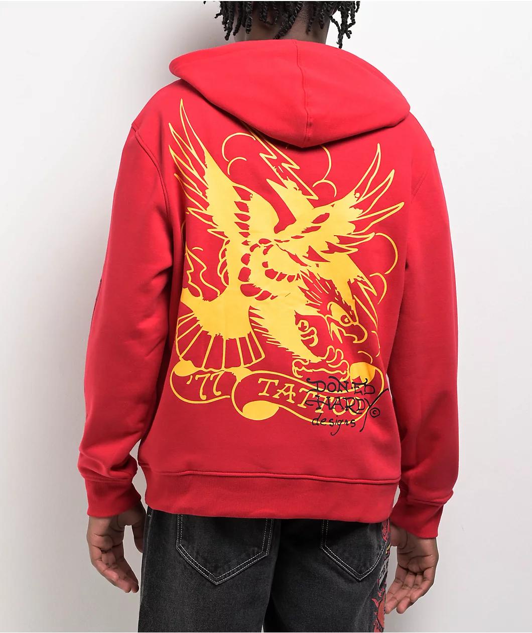 Ed Hardy Tiger Mountain Red Zip Hoodie Product Image