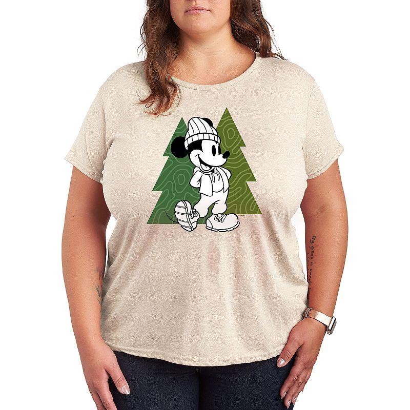 Disney's Mickey Mouse Plus Patterned Trees Graphic Tee, Women's,  Product Image