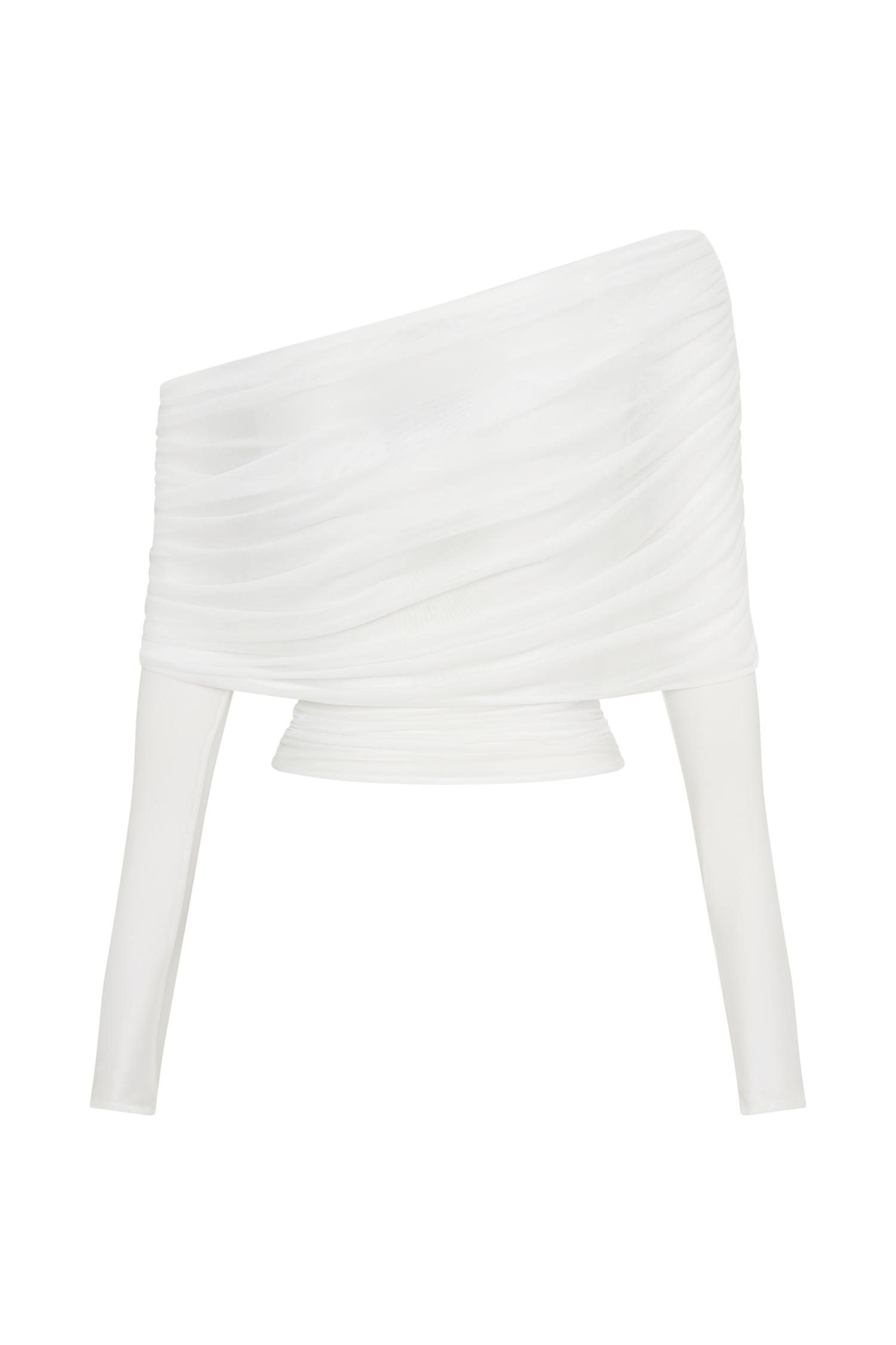 Everly Sheer Mesh Off Shoulder Top - Ivory Product Image