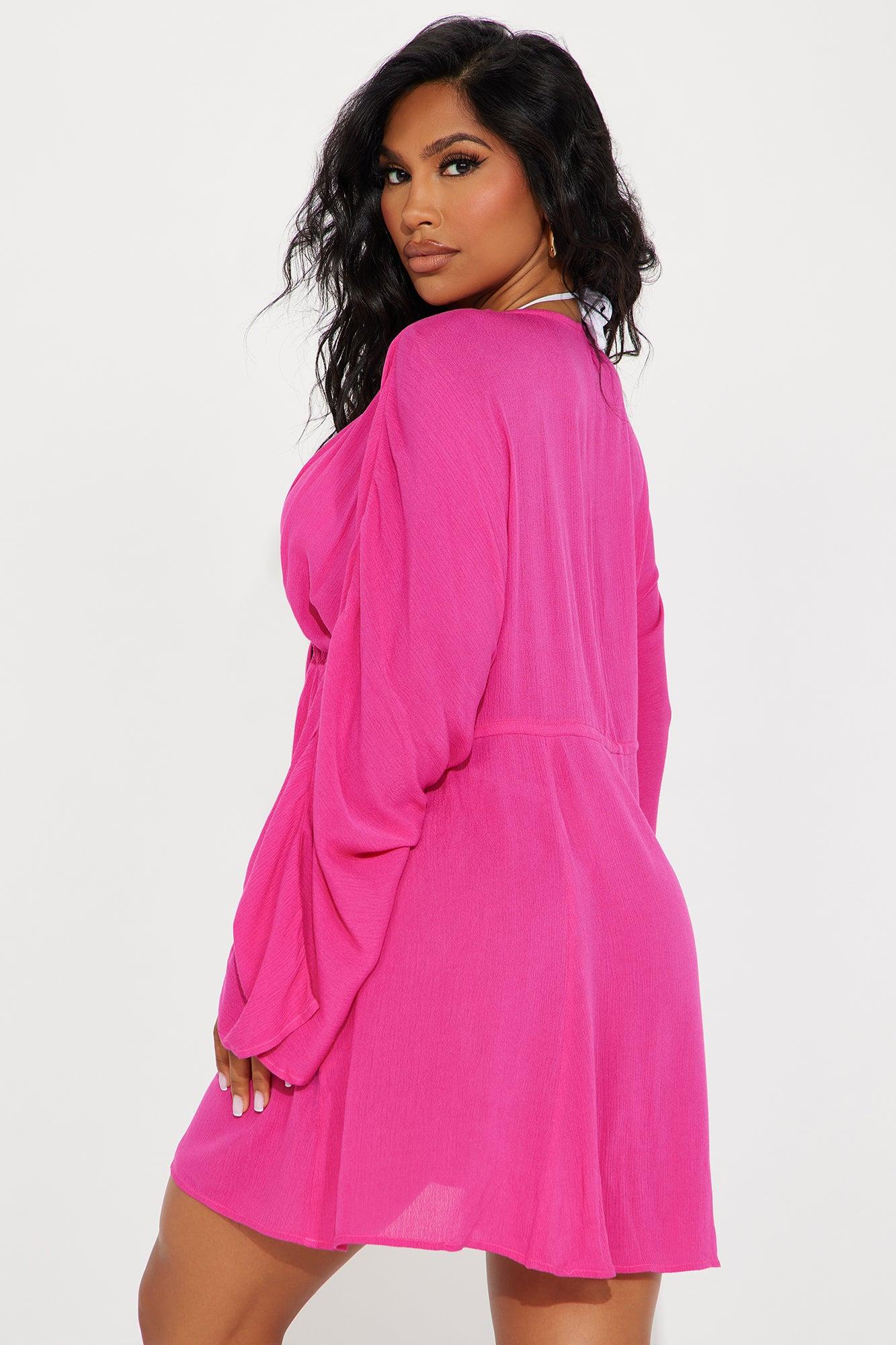 Breezy Nights Linen Swim Cover Up Dress - Pink Product Image