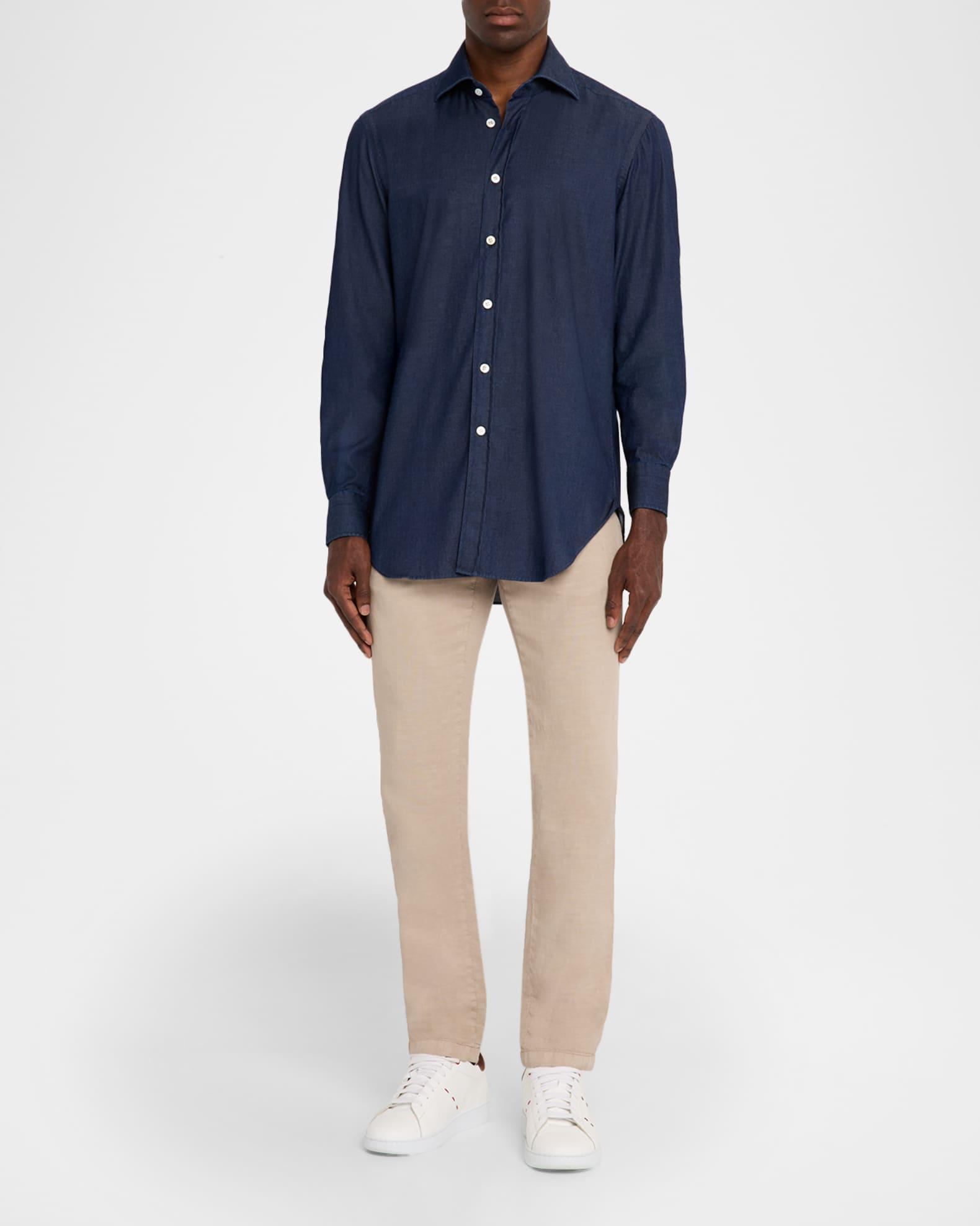 Men's Denim Wash Classic-Fit Sport Shirt Product Image