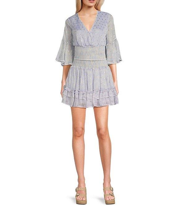 C&V Chelsea & Violet V-Neck Long Sleeve Coordinating Smocked Top Product Image