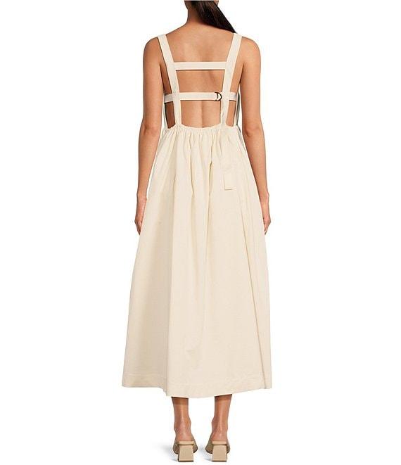 Le' AL.X Sleeveless V-Neck Side Pockets Parachute A-Line Midi Dress Product Image