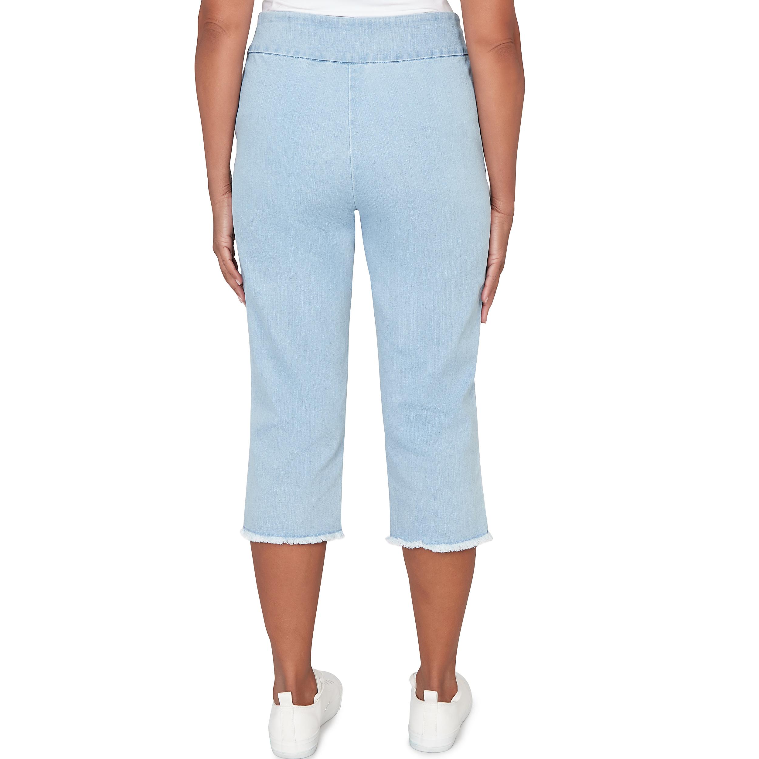 Alfred Dunner Super Stretch Denim Fringe Capri Pant- Petite Product Image