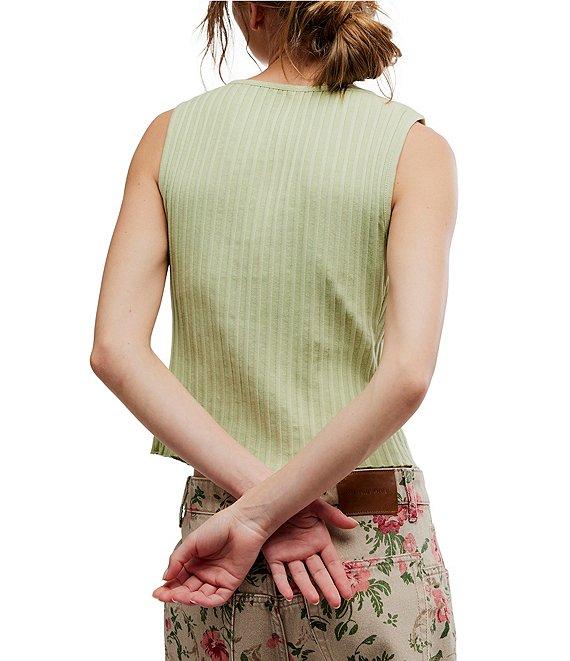 Free People Tilly Ribbed Knit Crew Neck Sleeveless Fitted Vest Product Image