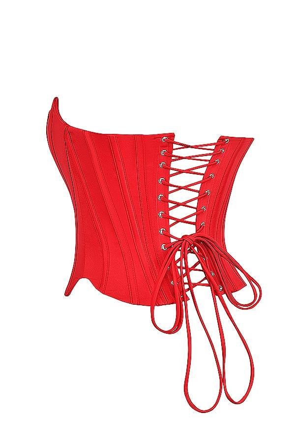 Genevieve  scarlet satin lace back corset Product Image
