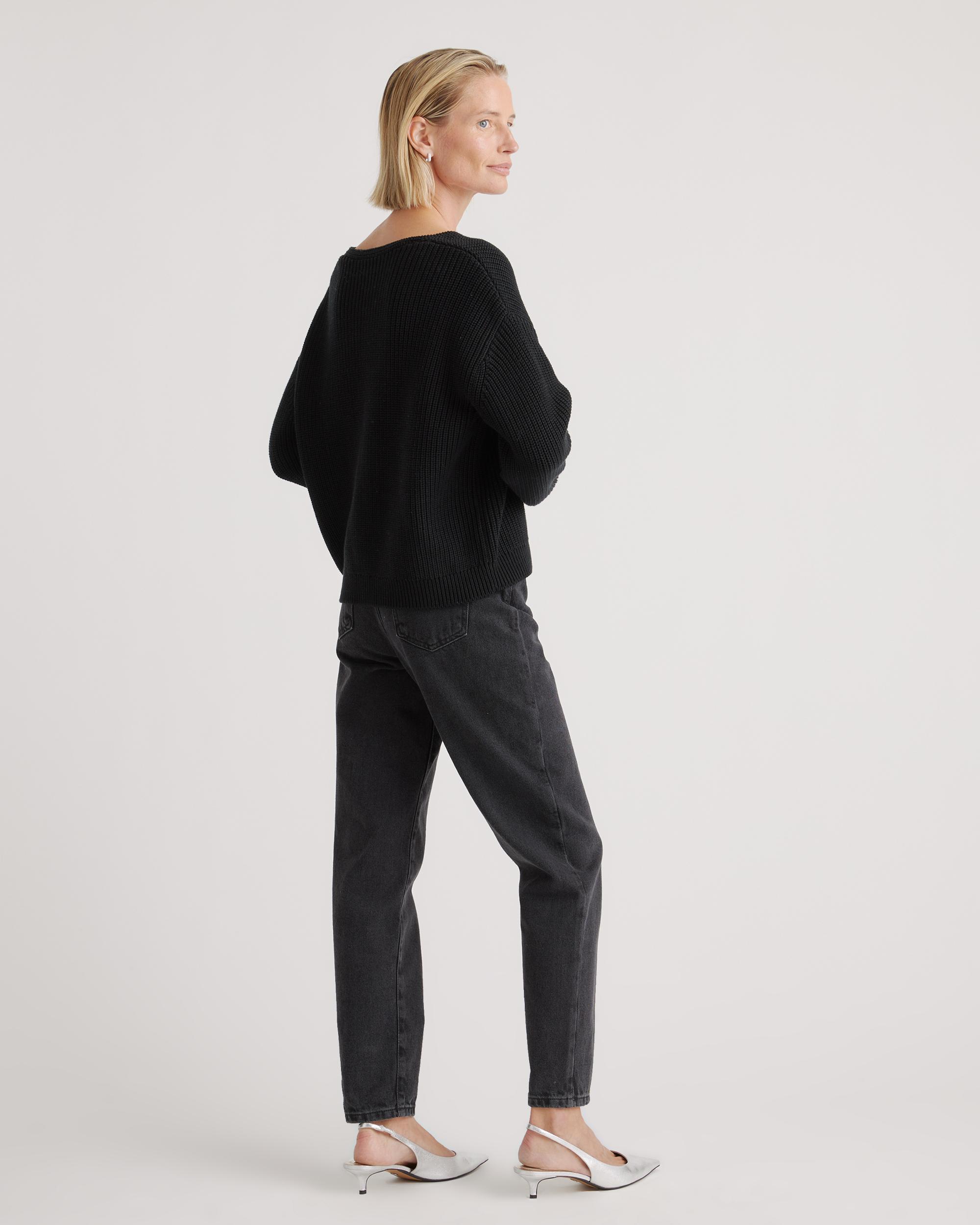 Quince | Women's Fisherman V-Neck Sweater Size XS, Organic Cotton Product Image