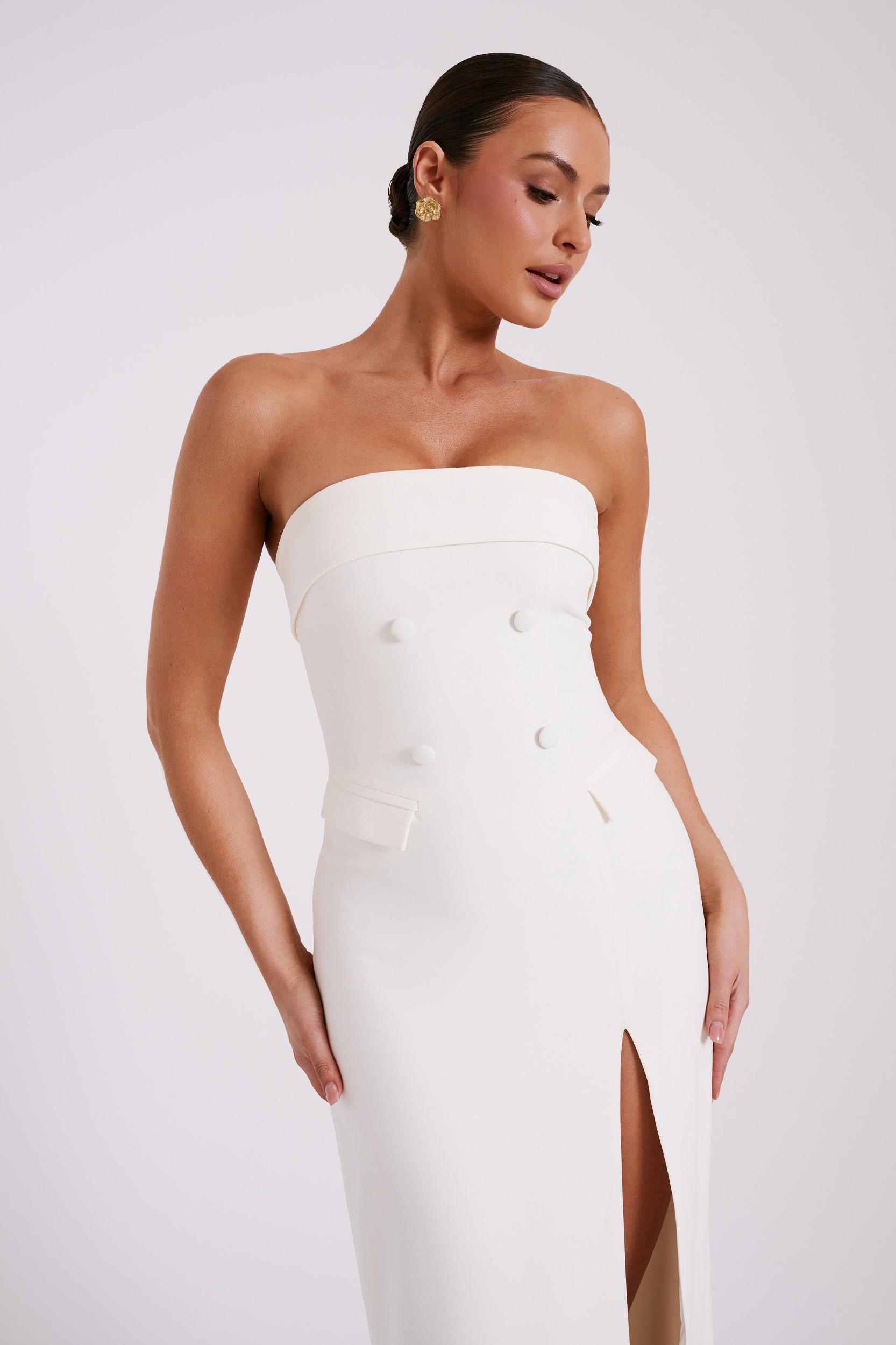 Abbie Strapless Suiting Maxi Dress - Ivory Product Image