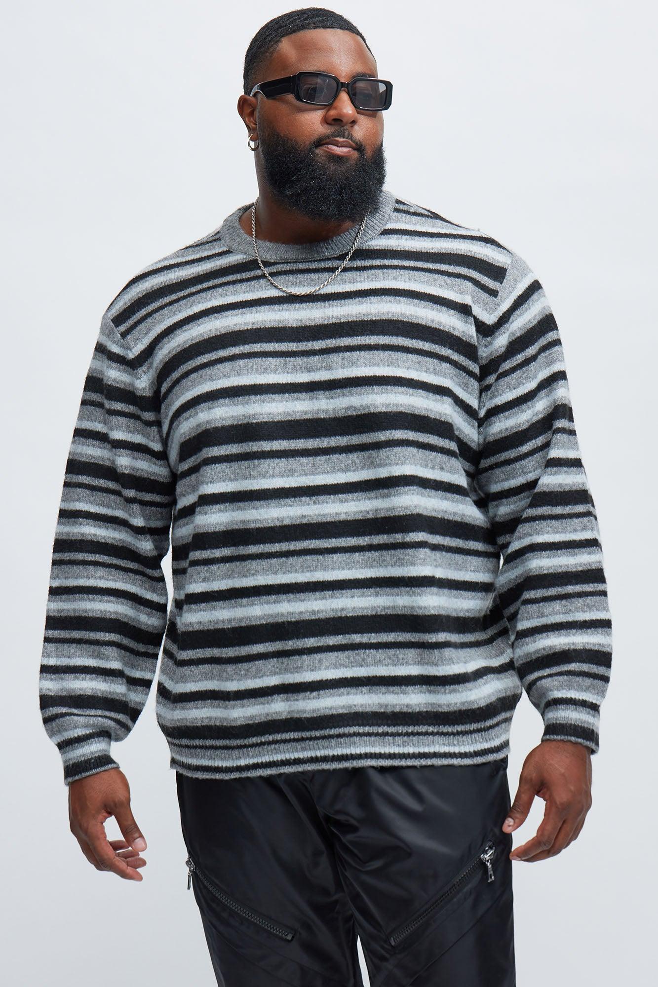 Lookin For Attention Striped Sweater - Black/combo Male Product Image