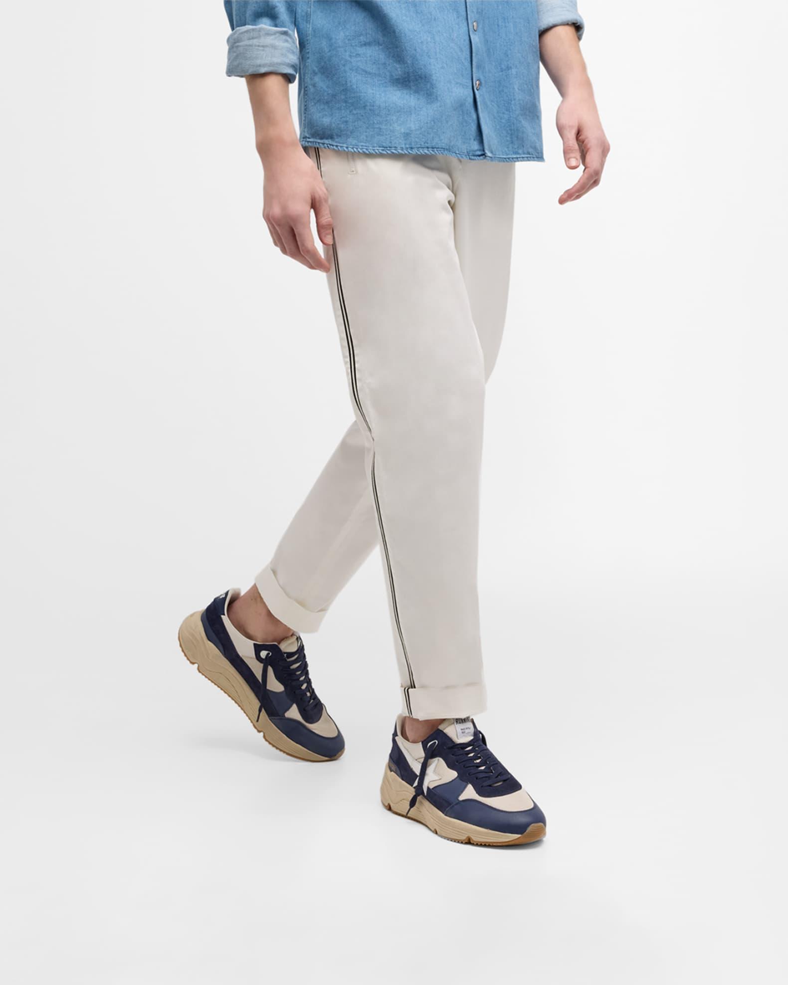 Men's Running Sole Mesh and Leather Sneakers Product Image