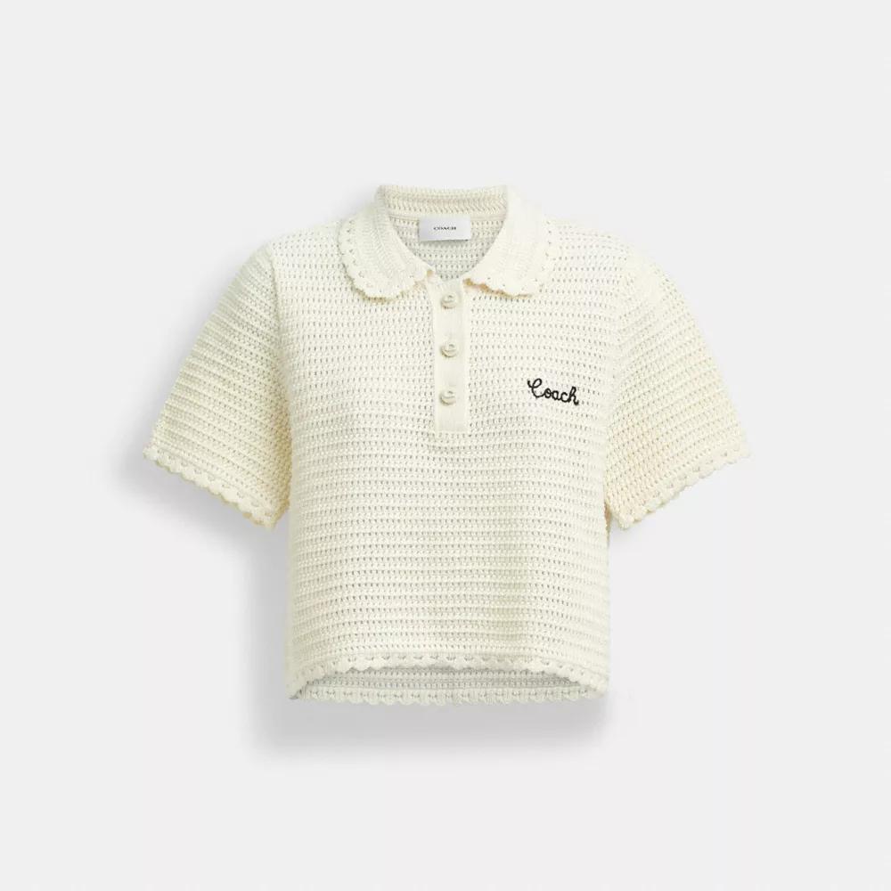 Knit Cropped Polo Product Image