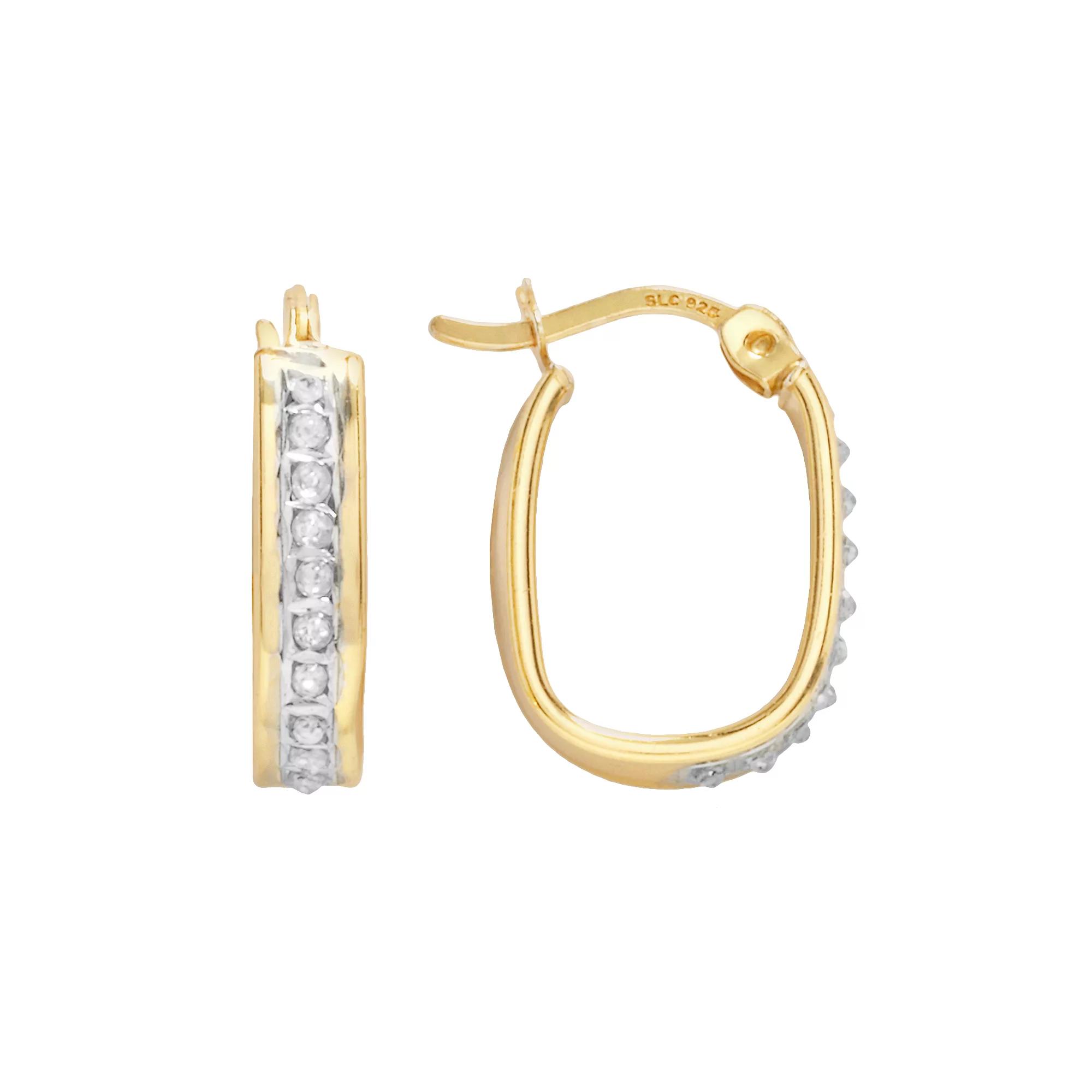 Diamond Mystique 18k Gold Over Silver Diamond Accent U-Hoop Earrings, Women's, Multicolor Product Image