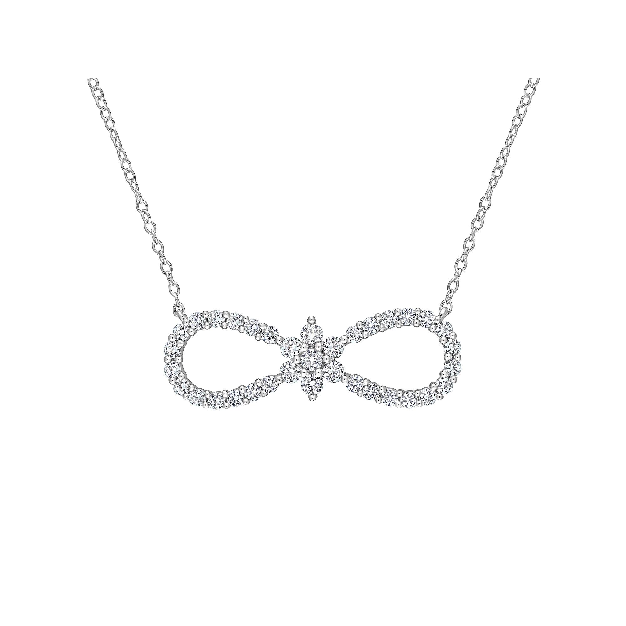 Stella Grace Sterling Silver Lab Created White Sapphire Infinity Pendant, Women's, Size: 17" Product Image