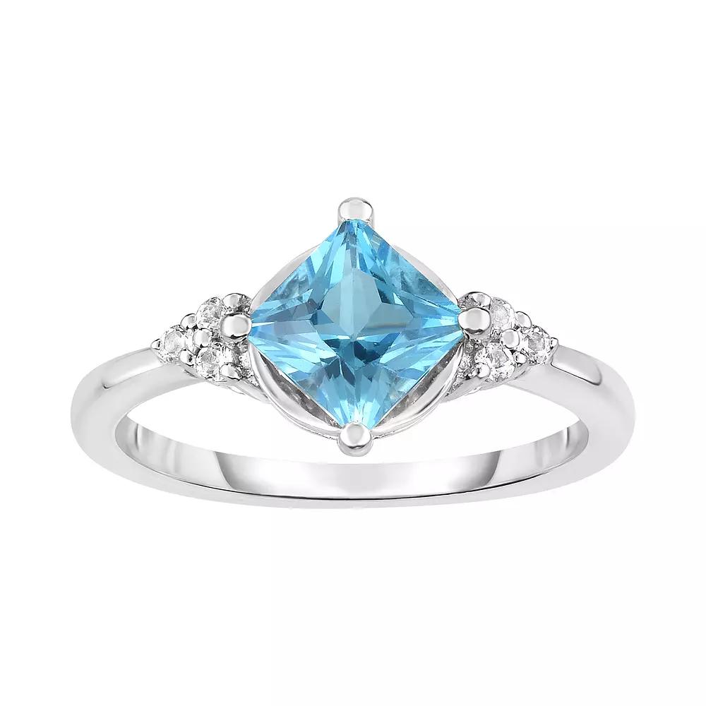 Sterling Silver Blue & White Topaz Ring, Women's, Size: 7 Product Image