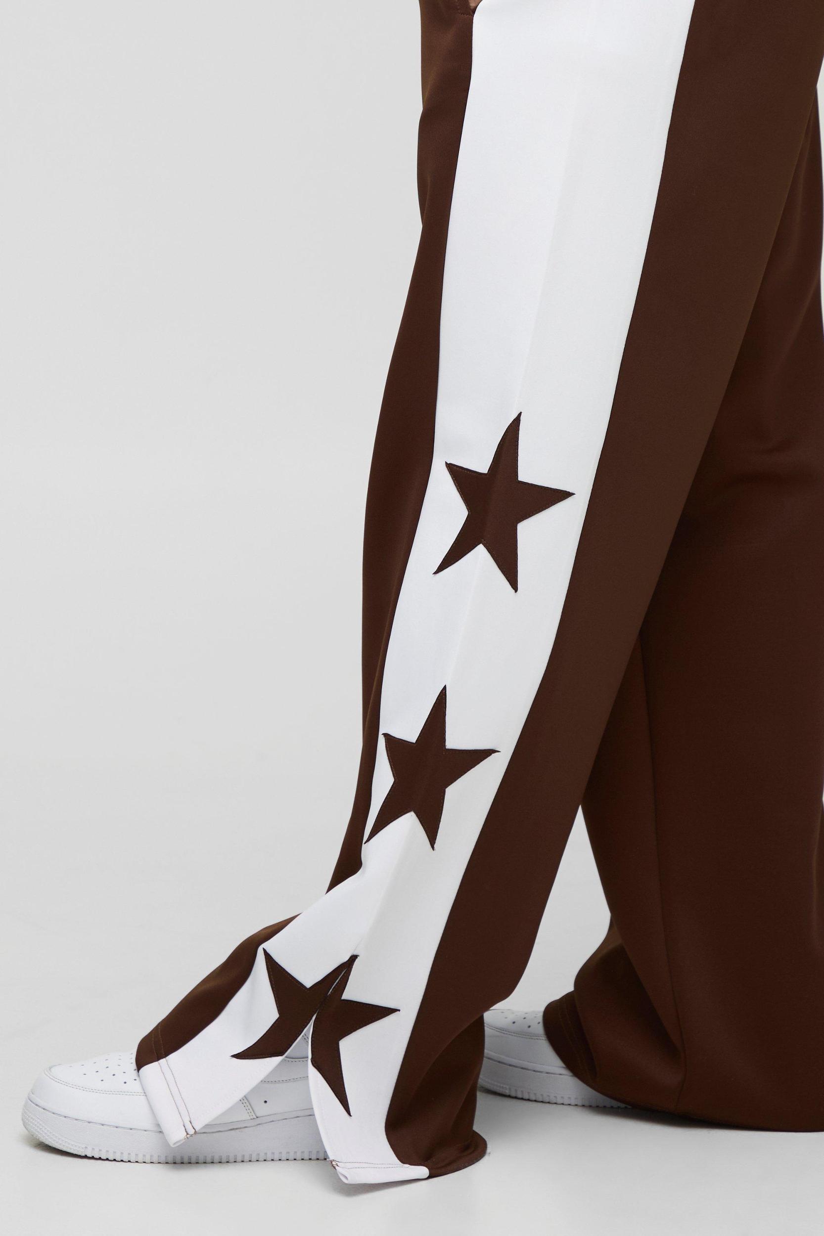 Wide Leg Star Tricot Split Hem Sweatpants | boohooMAN USA Product Image