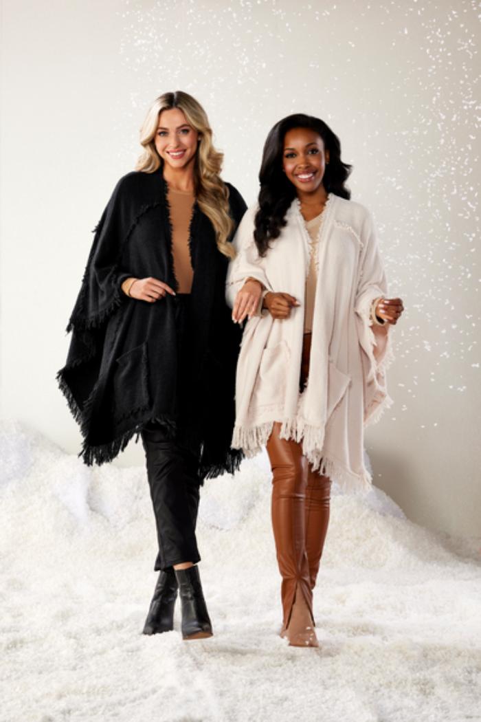 White Fringe Poncho Product Image