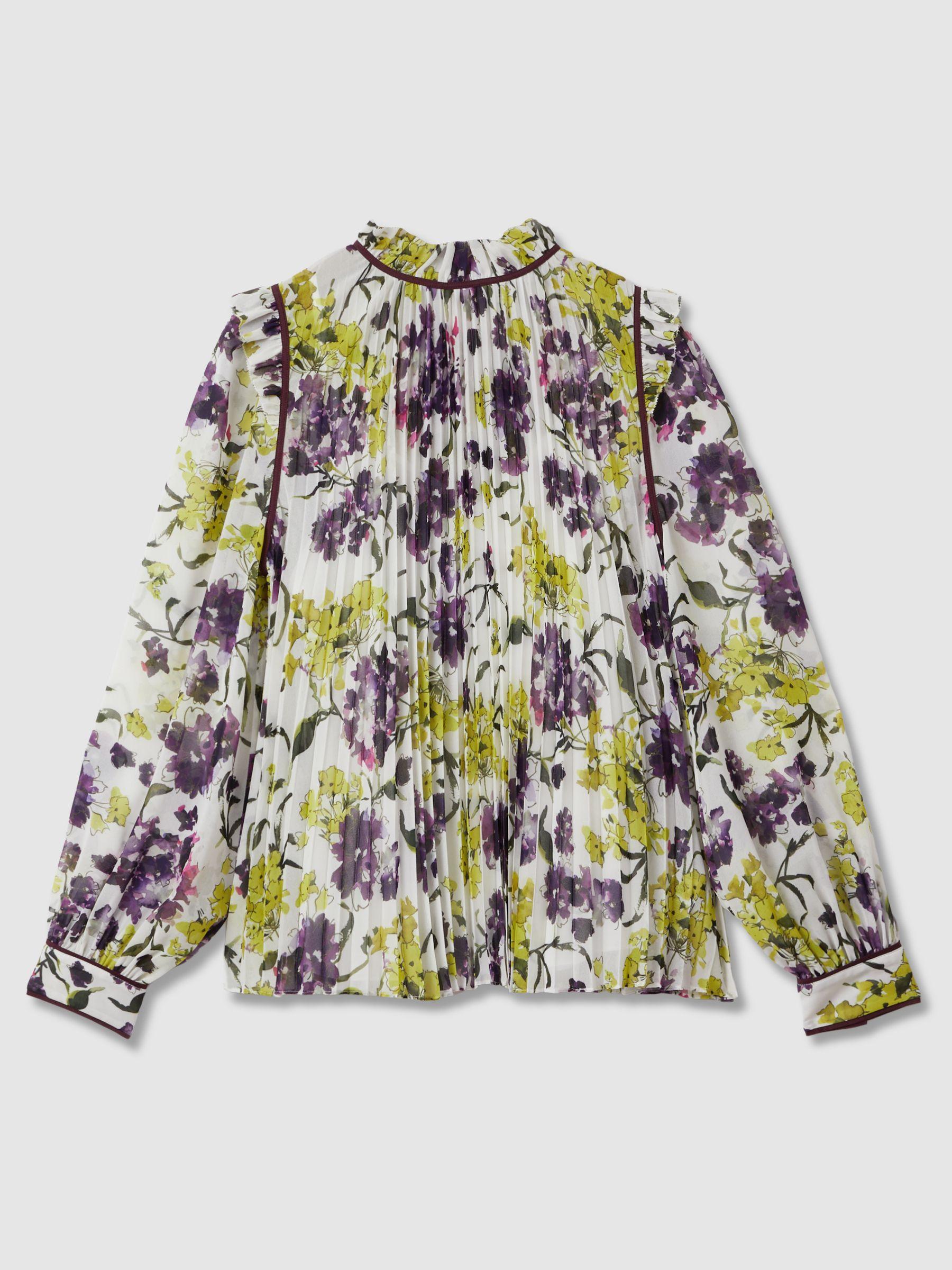 Florere Printed Pleated Blouse in Ivory/Multi Product Image