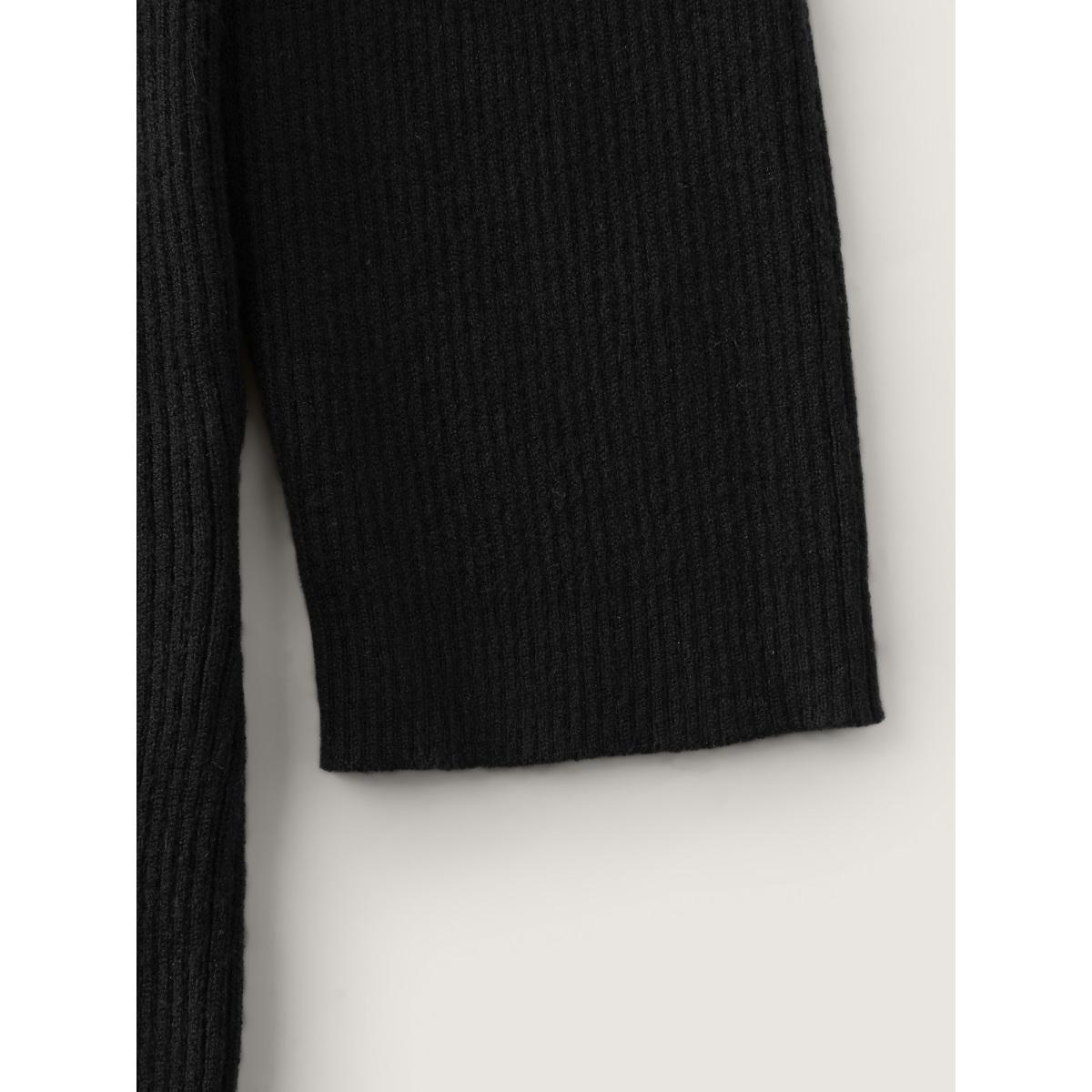 Plus Size Metallic Floral Detail Cut-Out Pullover Black Women Timeless Loose Long Sleeve Round Neck Elegant Pullovers BloomChic 14-16/1X Product Image