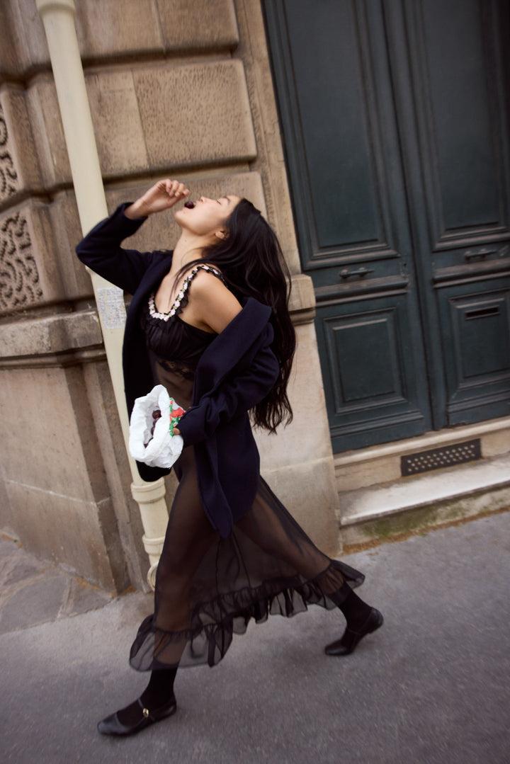 Gertrude Maxi Slip Dress — Black Product Image