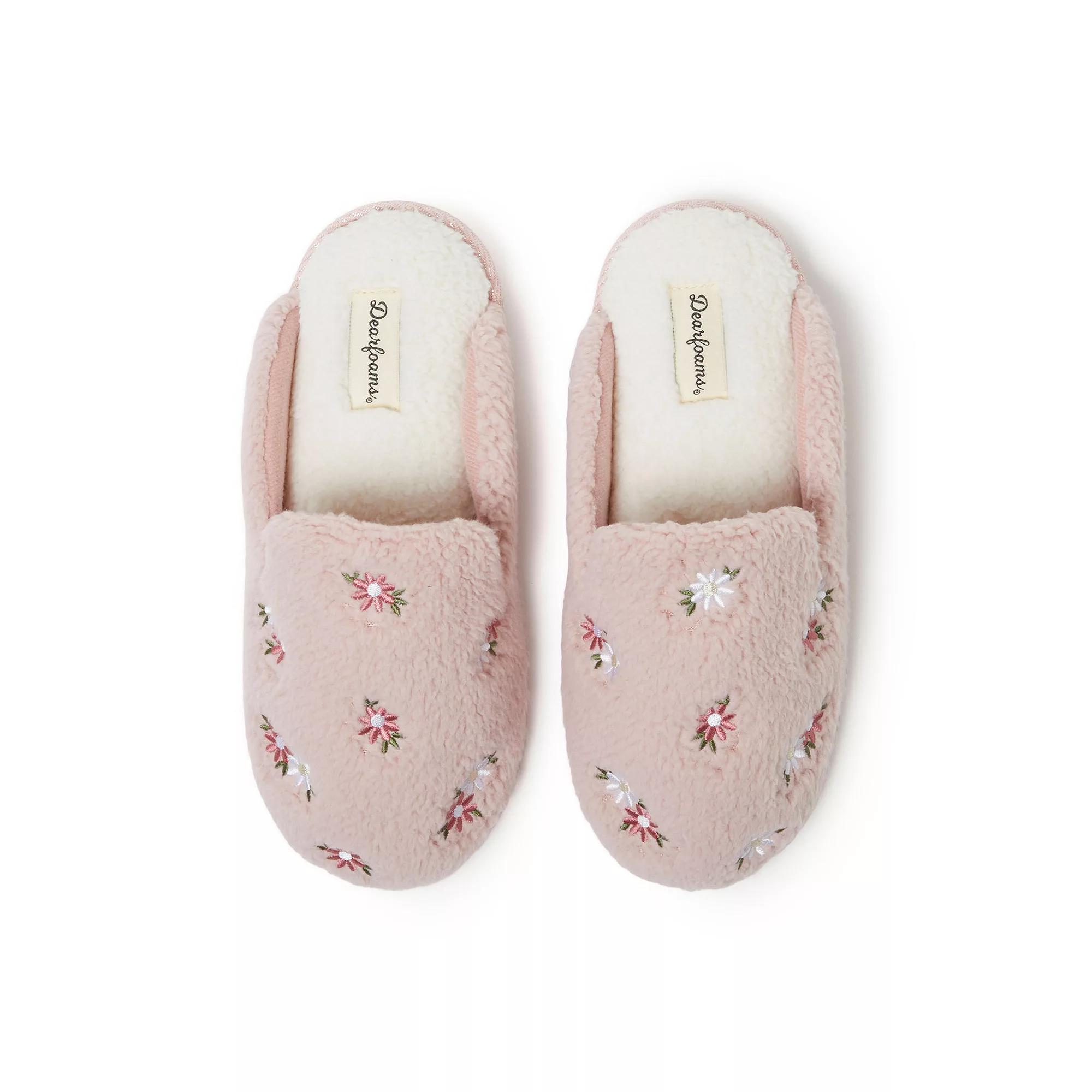 Dearfoams Women's Tab Scuff Slipper, Size: XL Medium, Pink Daisy Product Image