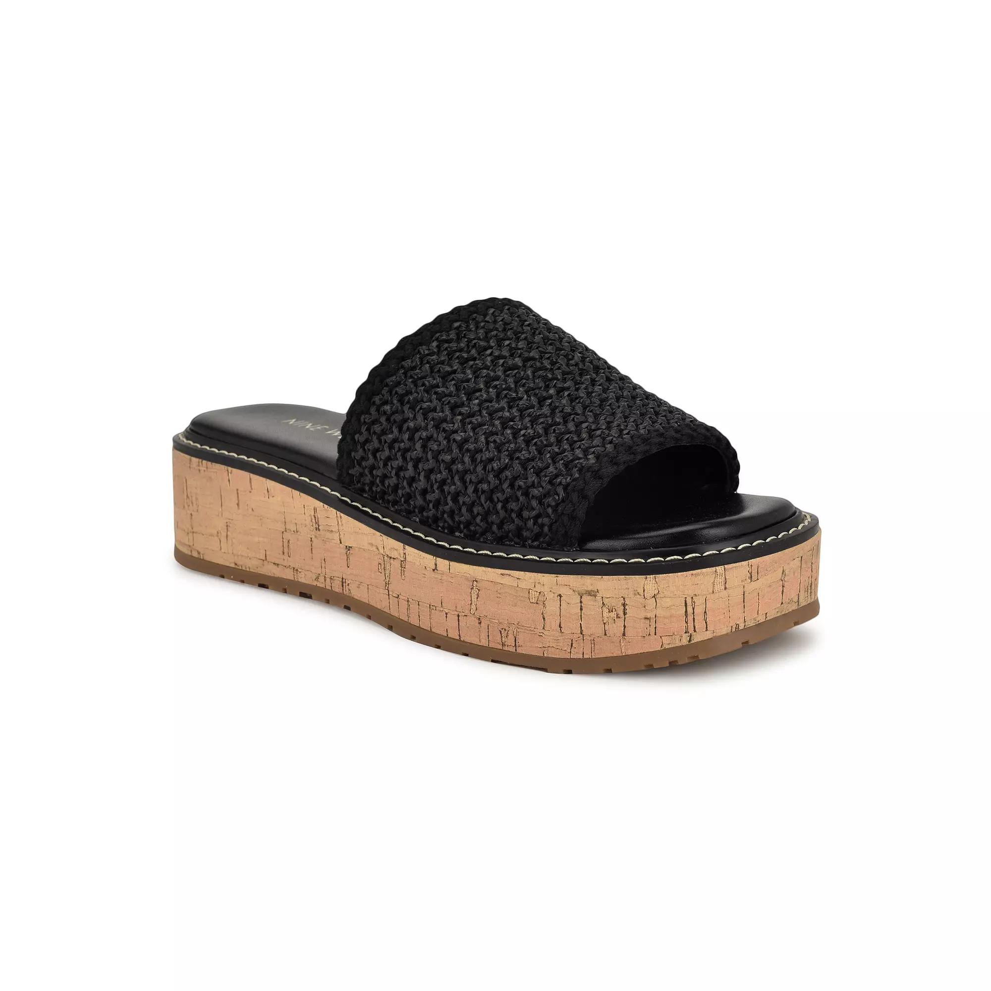 Nine West Keller Women's Slip-On Sqaure Toe Casual Sandals, Size: 11, Black Product Image