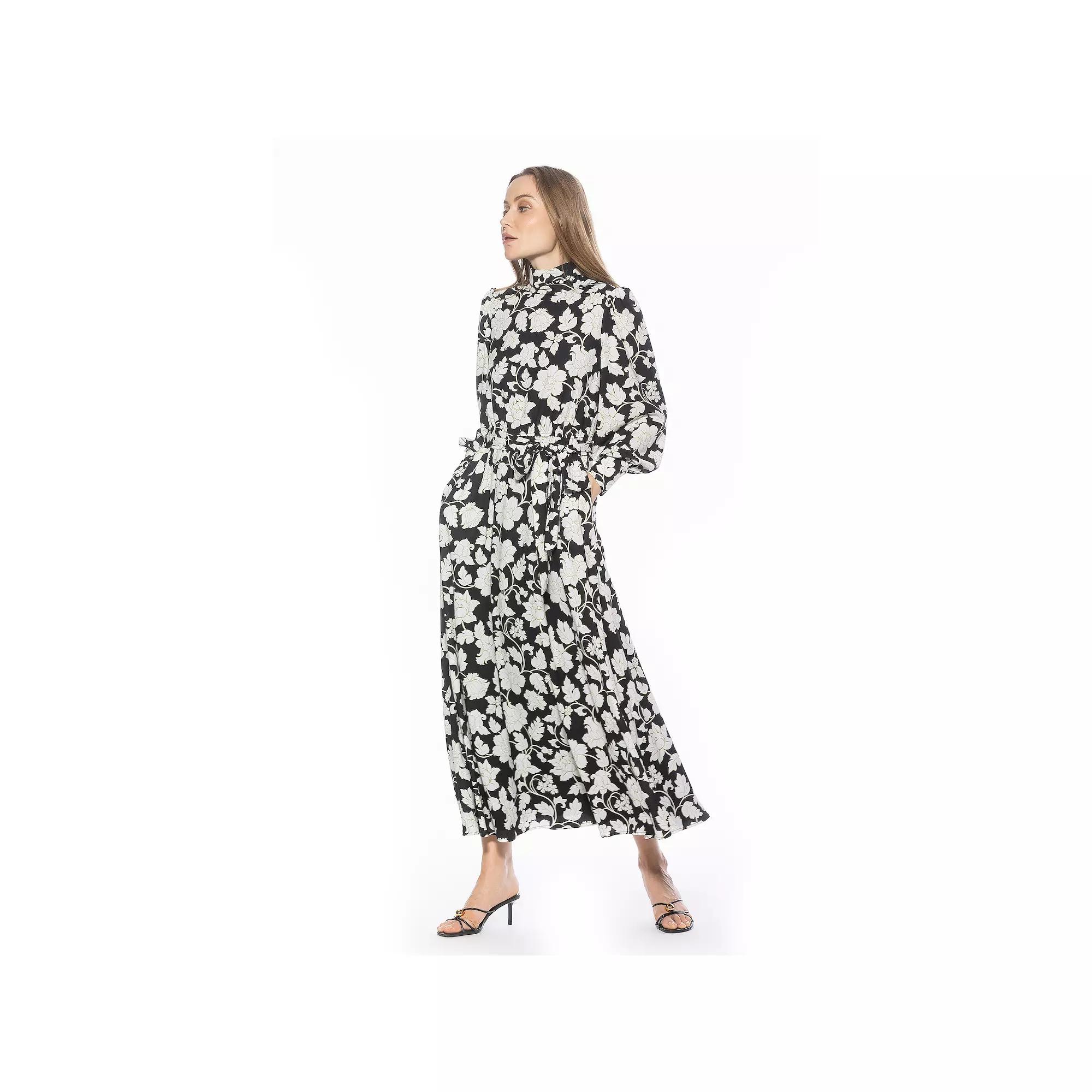 Women's ALEXIA ADMOR Isaliah Mockneck Blouson Sleeve Maxi Dress,  Product Image