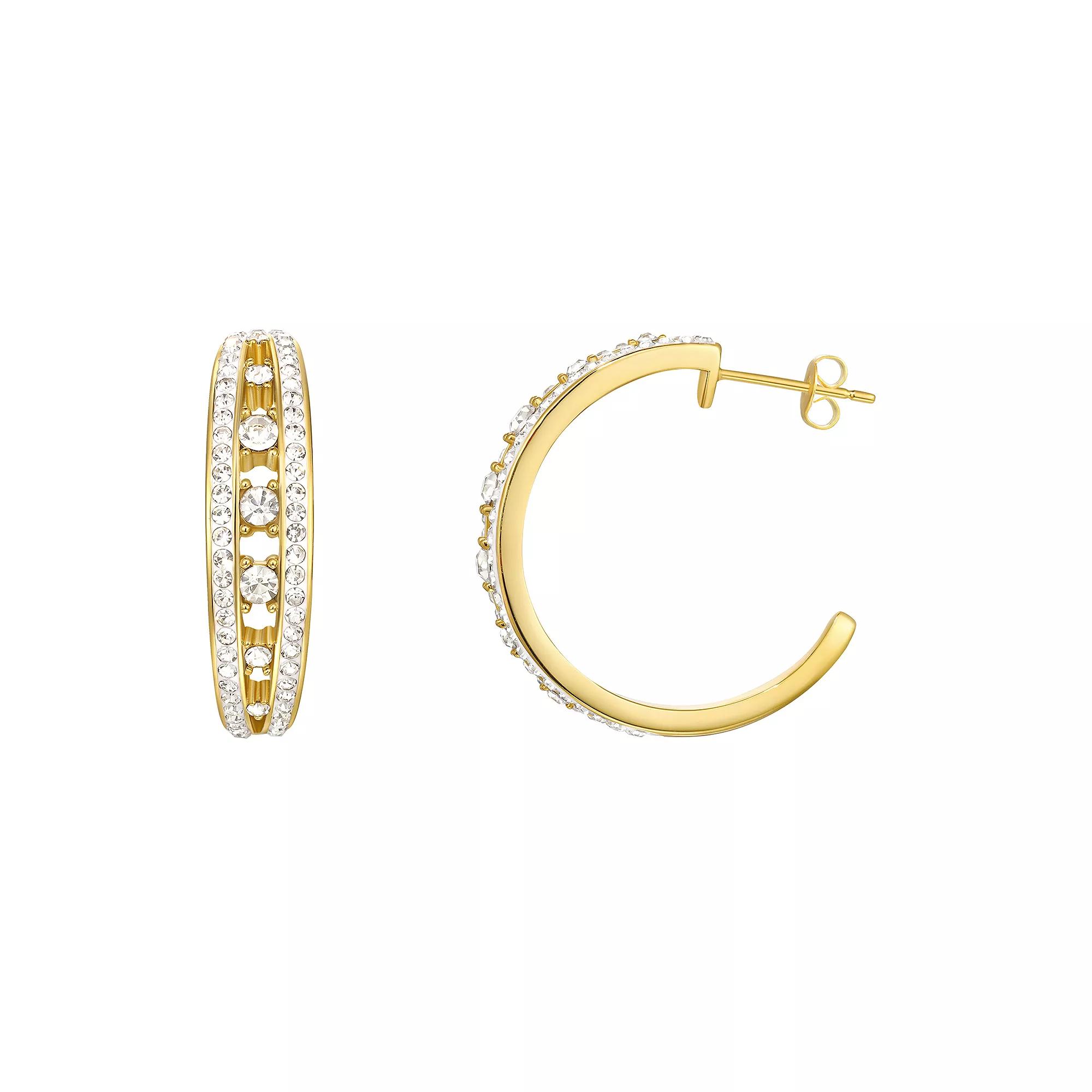 Chrystina Crystal Split Hoop Earrings, Women's, Gold Tone Product Image