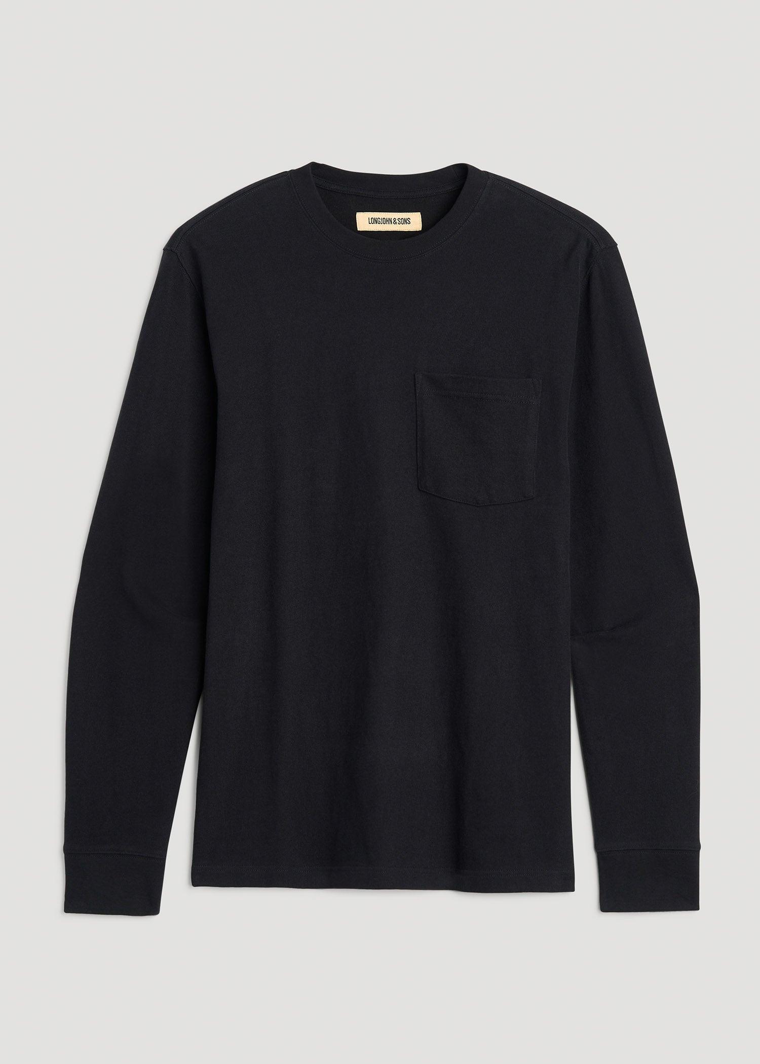 LJ&S Long Sleeve Workwear Pocket Tee for Tall Men in Black Male Product Image