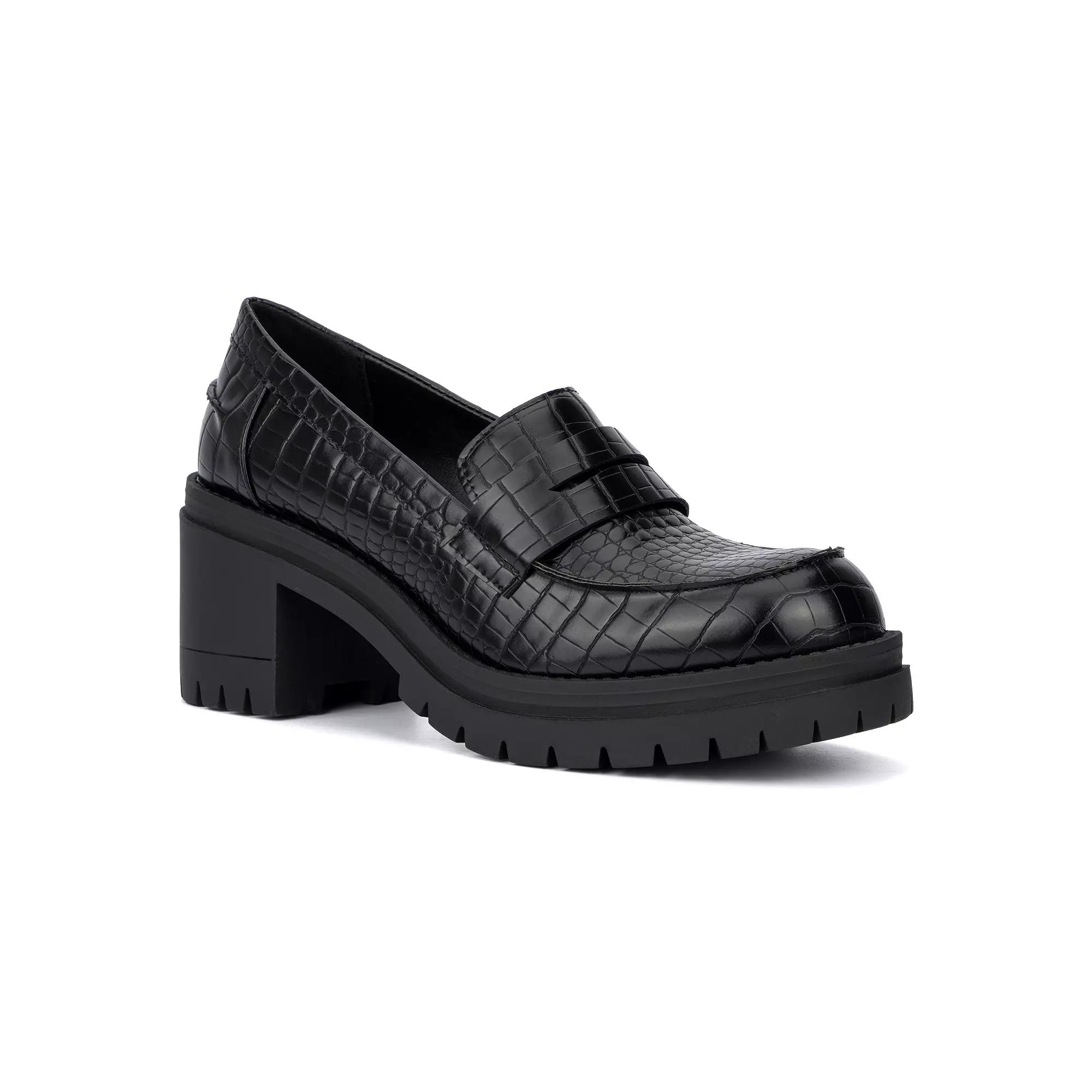 New York & Company Women's Penny Loafers, Size: 8.5, Black Croc Product Image