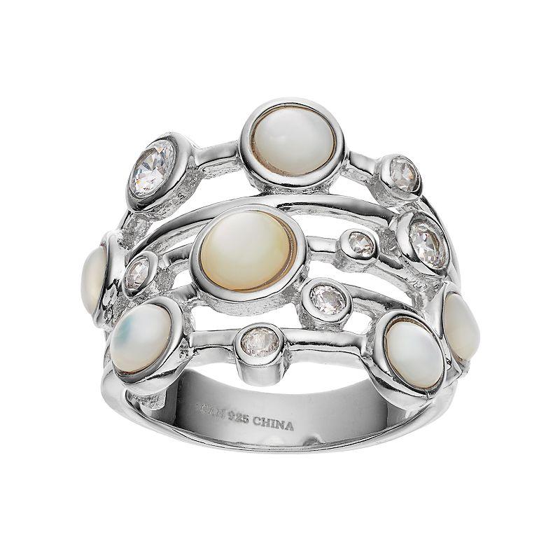 Sophie MillerSterling Silver Mother-of-Pearl & Cubic Zirconia Ring, Womens White Product Image