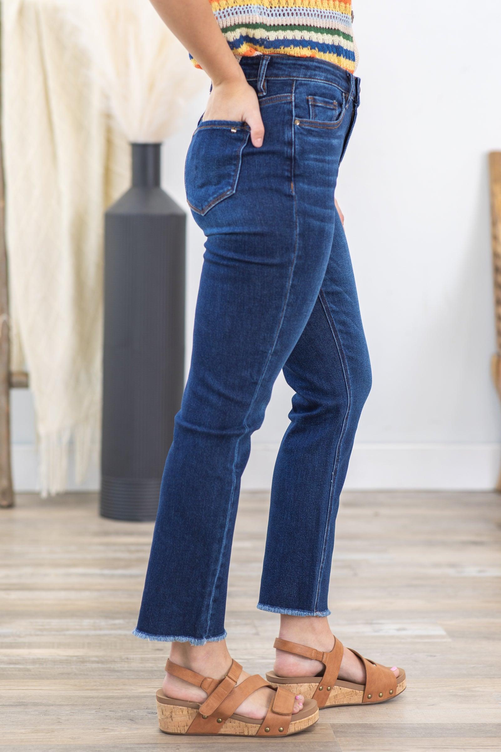 Mica Dark Wash High Rise Straight Crop Jean Product Image