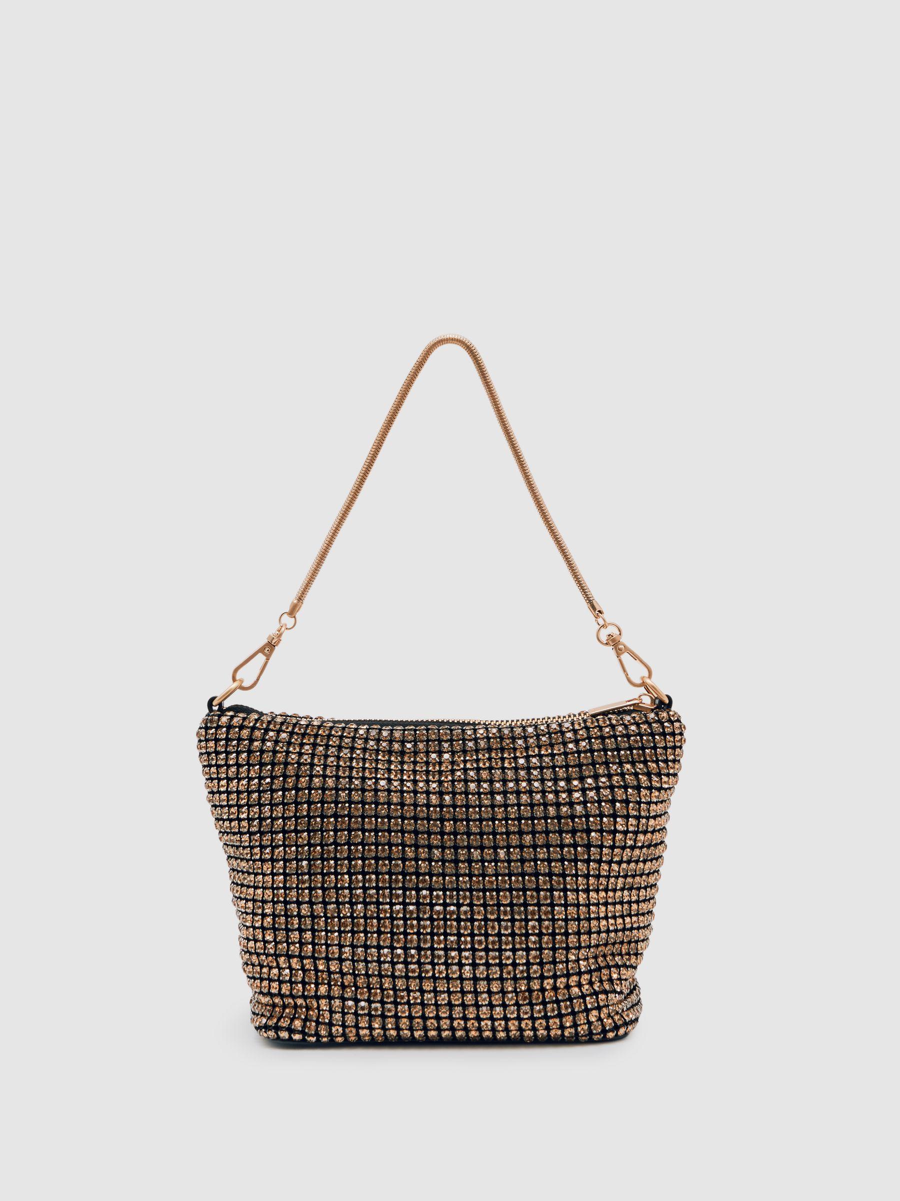 Crystal Bracelet Pouch Bag in Gold Product Image