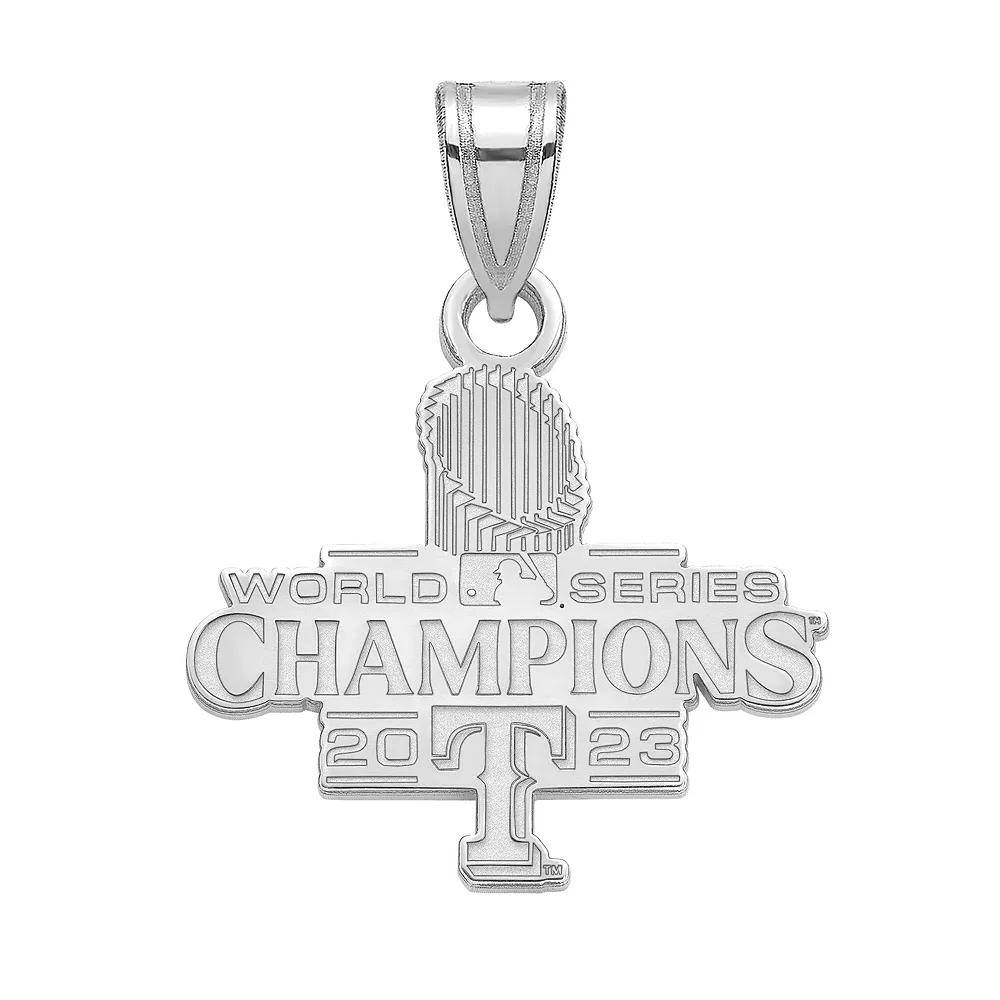 LogoArt Sterling Silver 2023 World Series Champs Texas Rangers Small Pendant, Women's Product Image