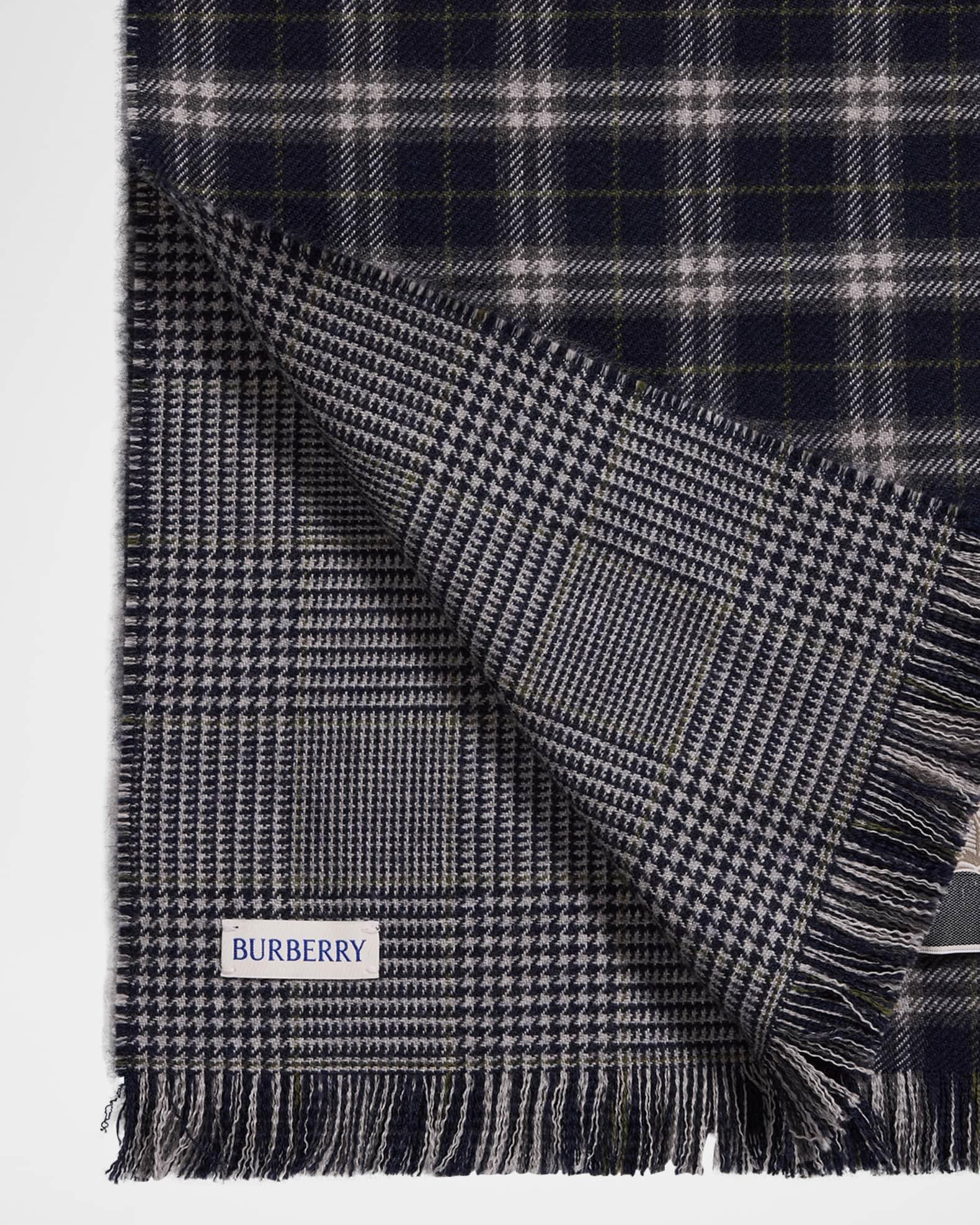 Men's Reversible Check to Prince of Wales Tweed Scarf Product Image
