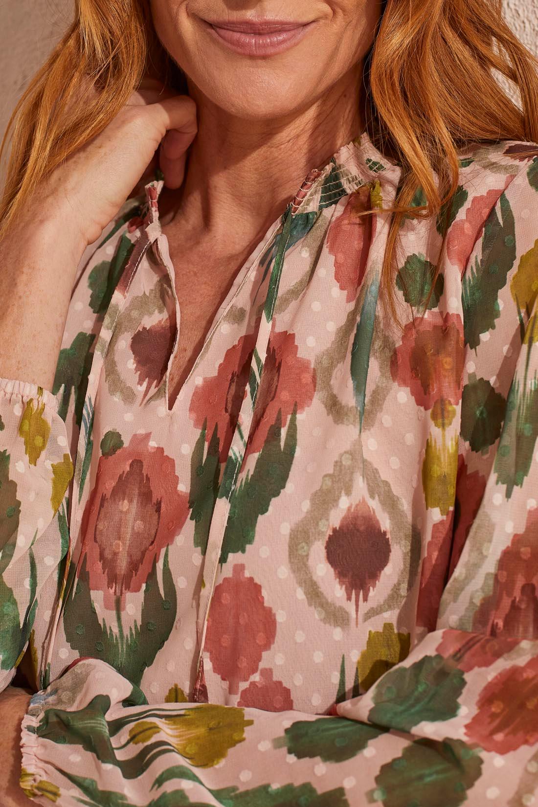 Flowy Swiss Dot Chiffon Blouse Product Image