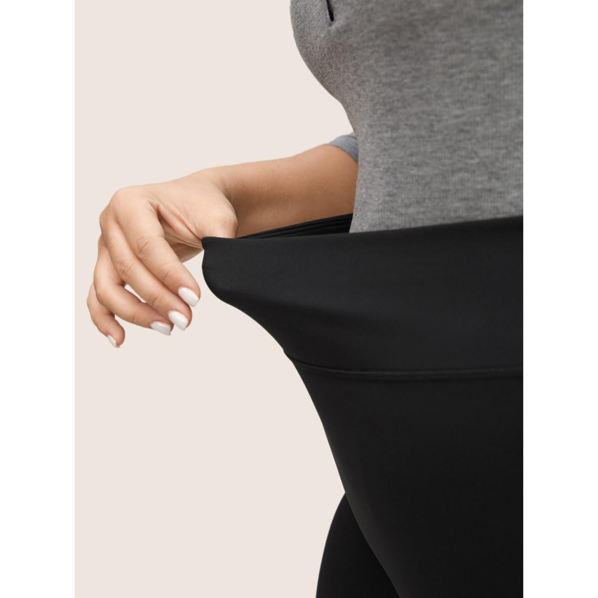 Plus Size Solid Seamless Butt Lifting High Rise Leggings Women Black Casual High stretch Skinny High Rise Dailywear Leggings BloomChic 22-24/3X Product Image
