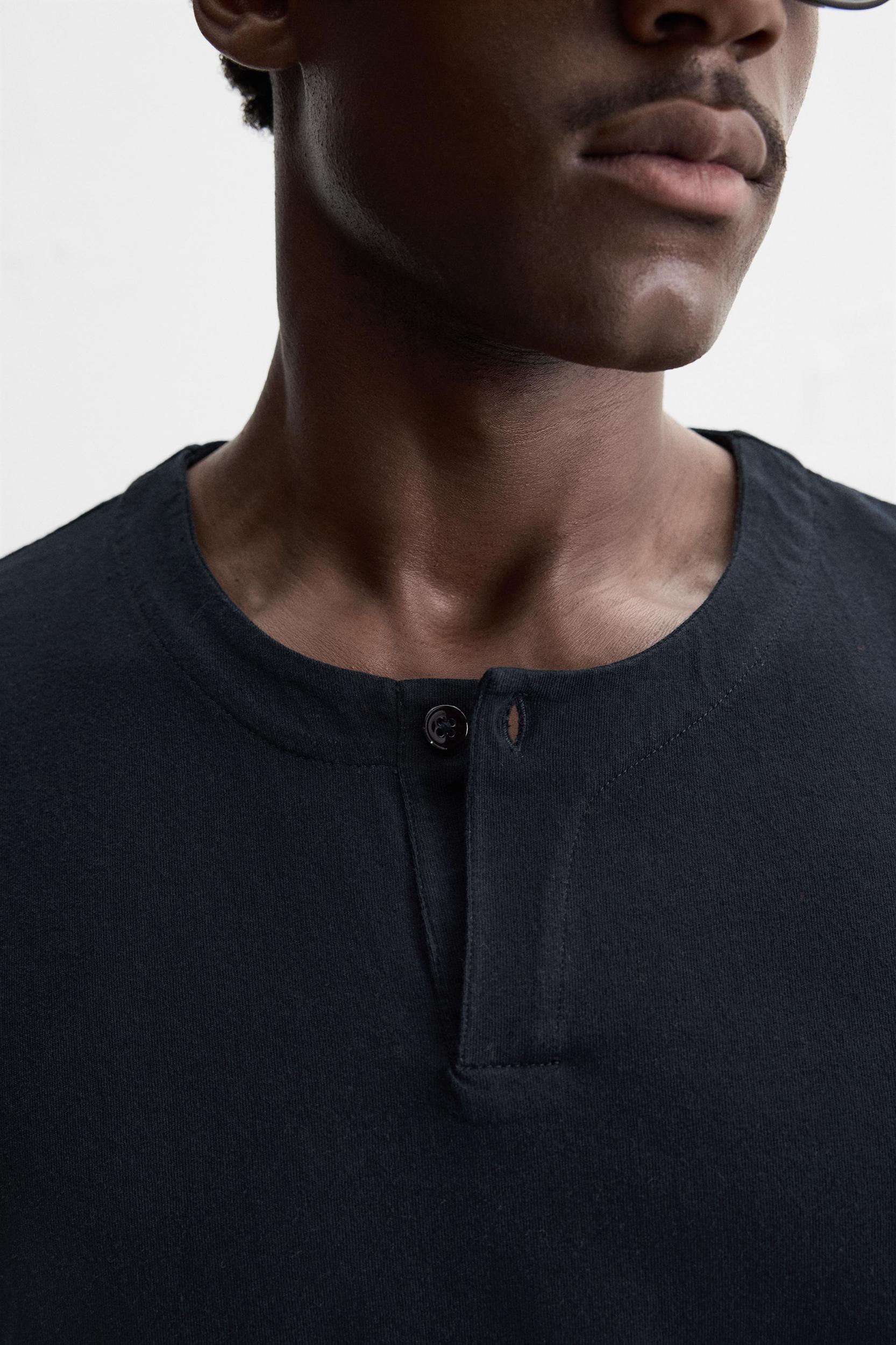 BUTTON NECK T-SHIRT Product Image