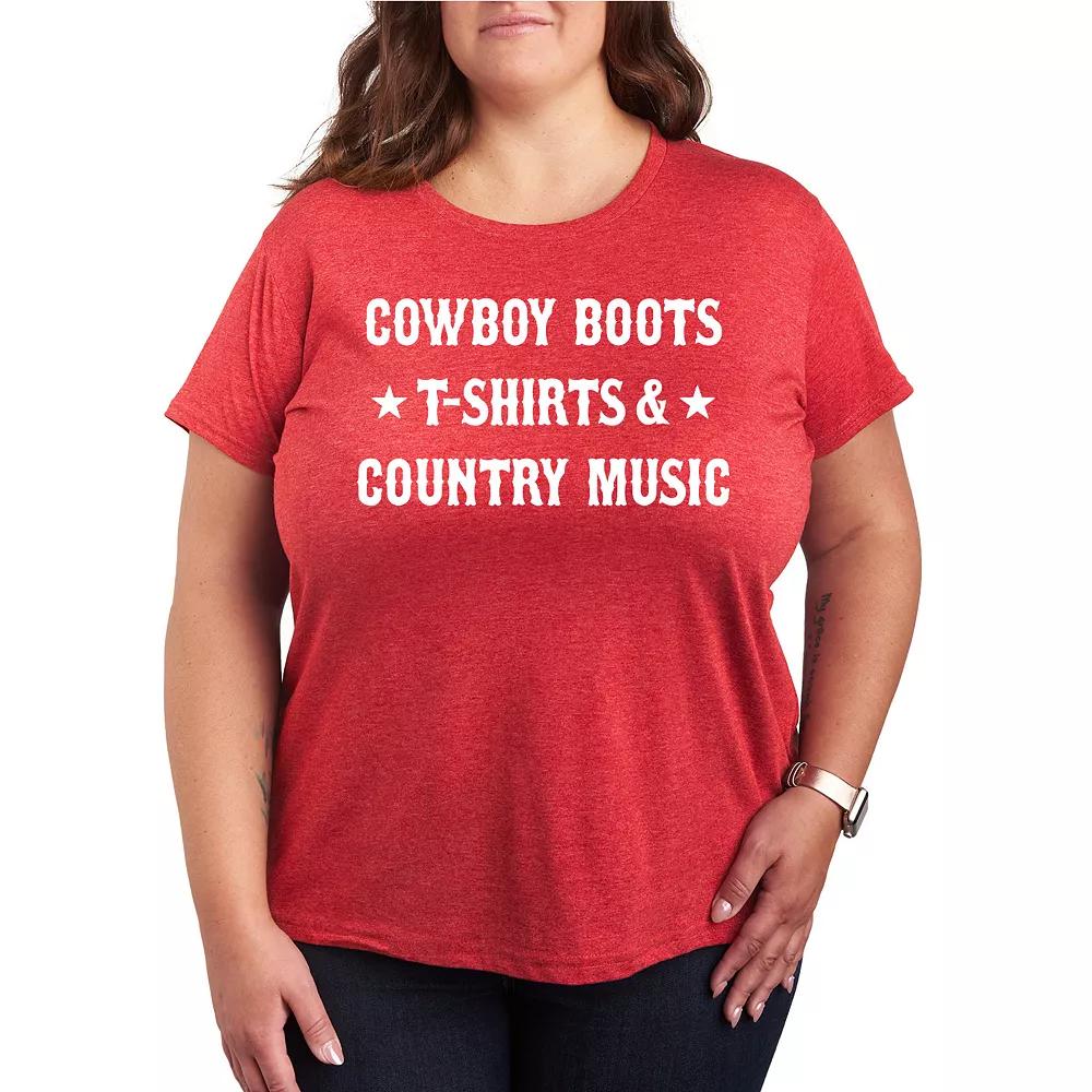 Plus Cowboy Boots And Music Graphic Tee, Women's,  Product Image