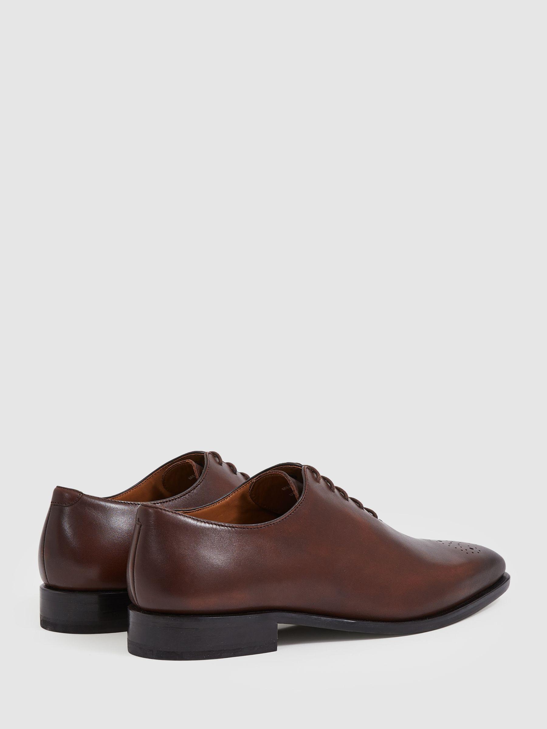 Leather Brogue Detail Lace-Up Shoes in Dark Tan Product Image