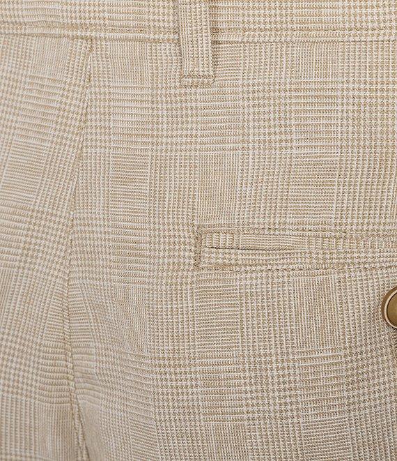 Roundtree & Yorke Luxury Linen 9#double; Flat Front Glen Plaid Shorts Product Image