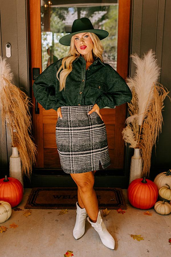 On My Mind Corduroy Button Up In Forest Curves Product Image