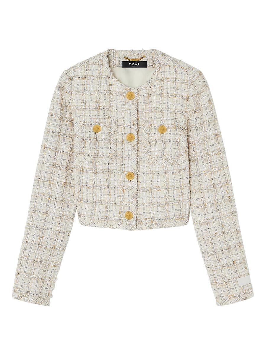 Womens Cotton-Blend Tweed Boxy Jacket Product Image