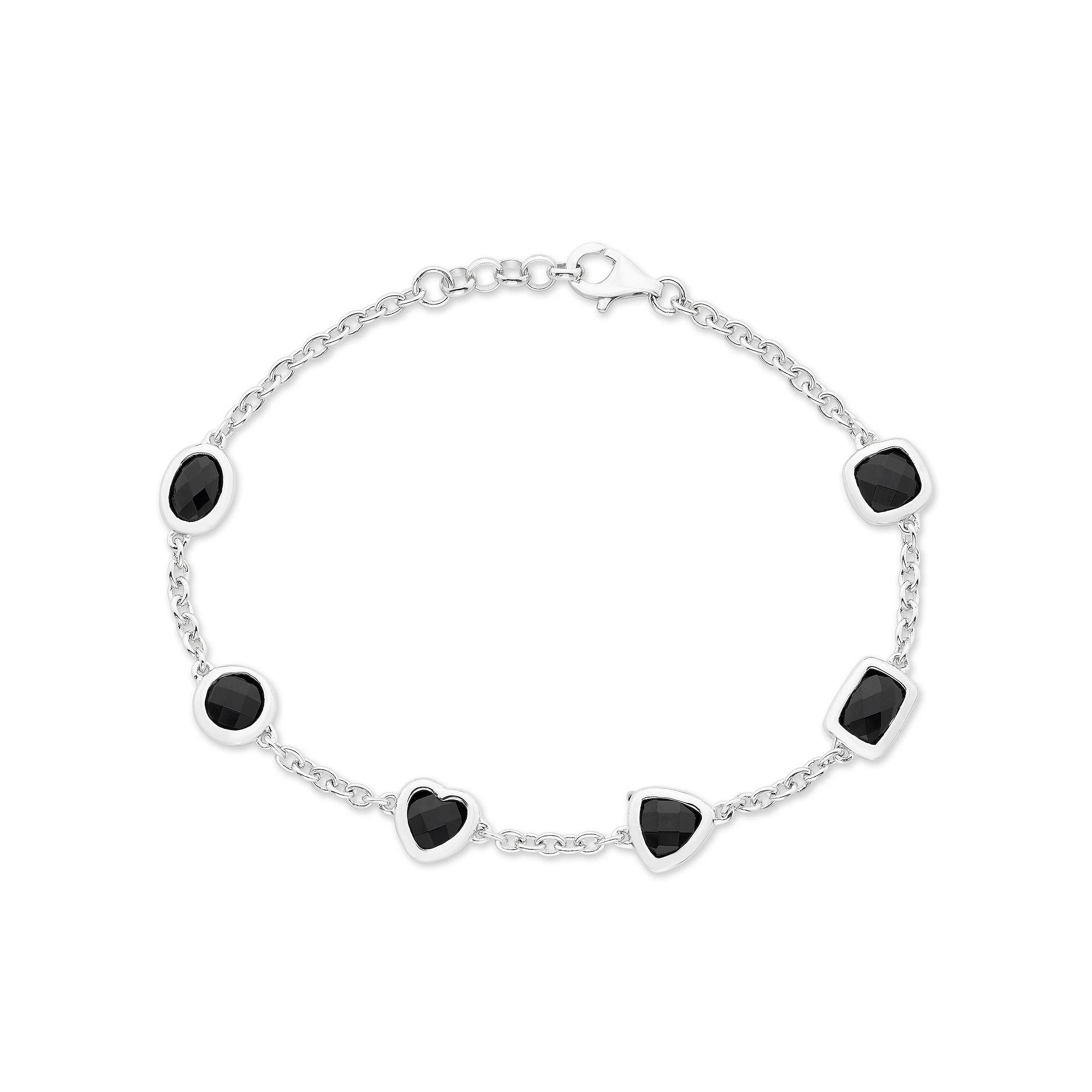 Sterling Silver & Onyx Bracelet, Women's,  Product Image