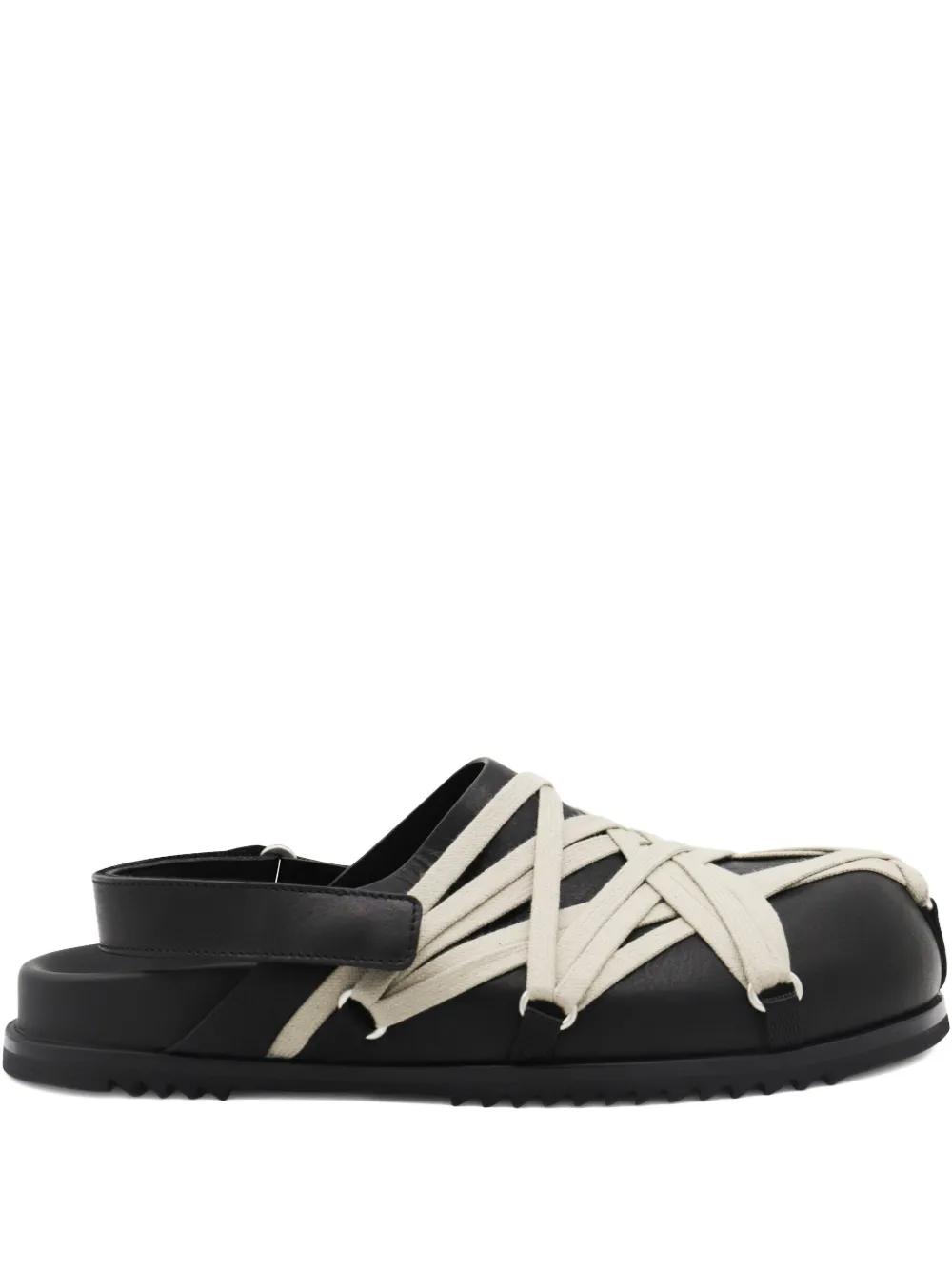 RICK OWENS Leather Loafers With Crisscross Detail In Black Product Image