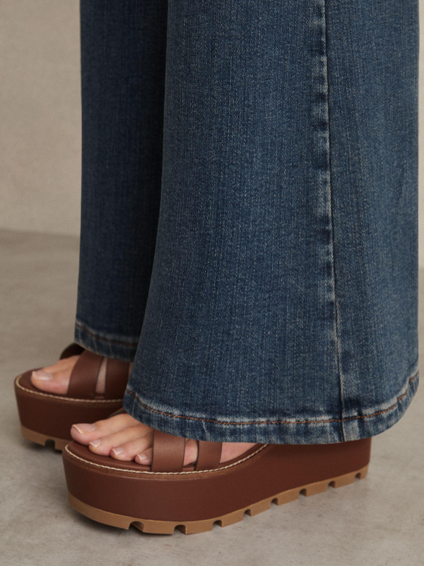 Leather Wedge Platform Sandals in Tan Product Image