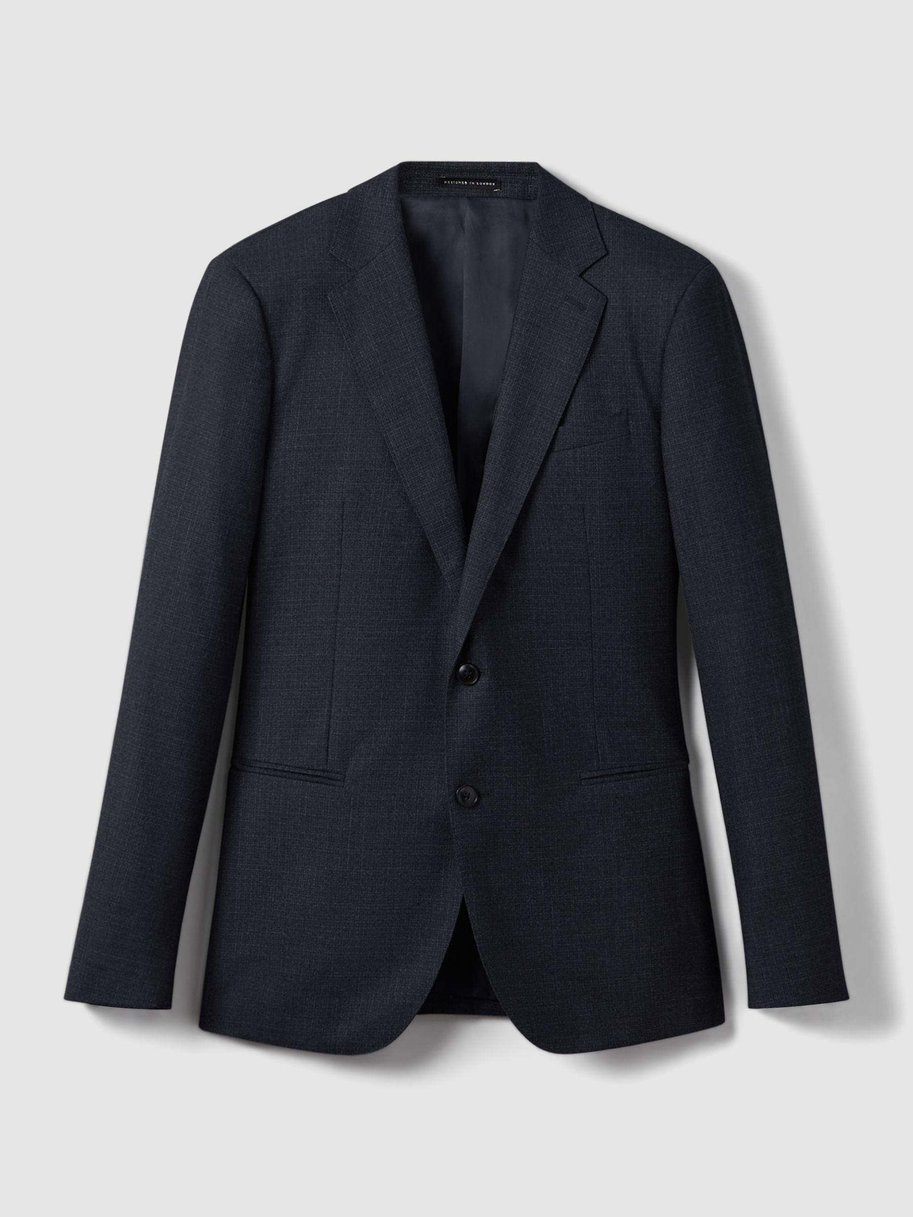 Single Breasted Wool Suit Slim Fit Blazer in Navy Product Image