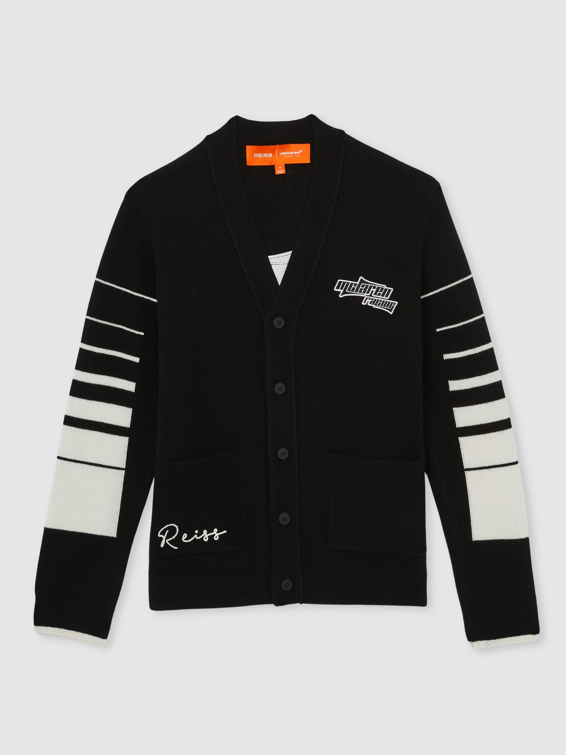 McLaren F1 Team Wool-Cashmere Varsity Cardigan in Black Product Image